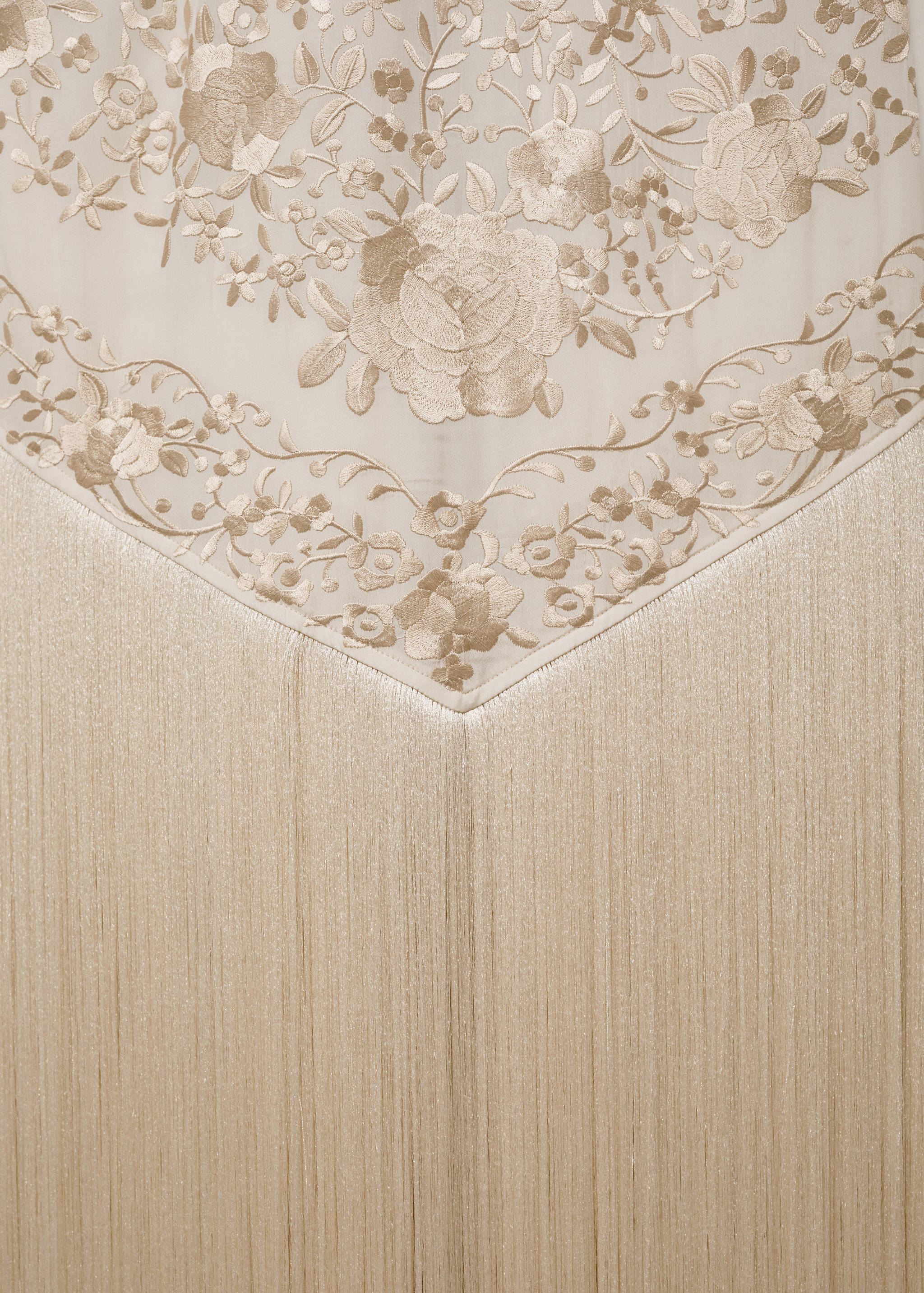 Robe brodée de fleurs avec détails à franges - Détail de l'article 0