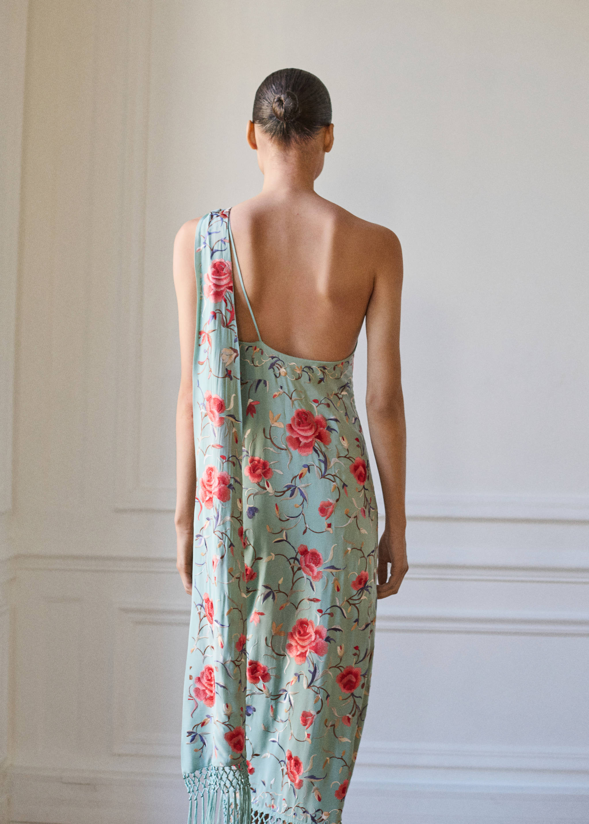 Robe asymétrique broderie à franges - Verso de l’article