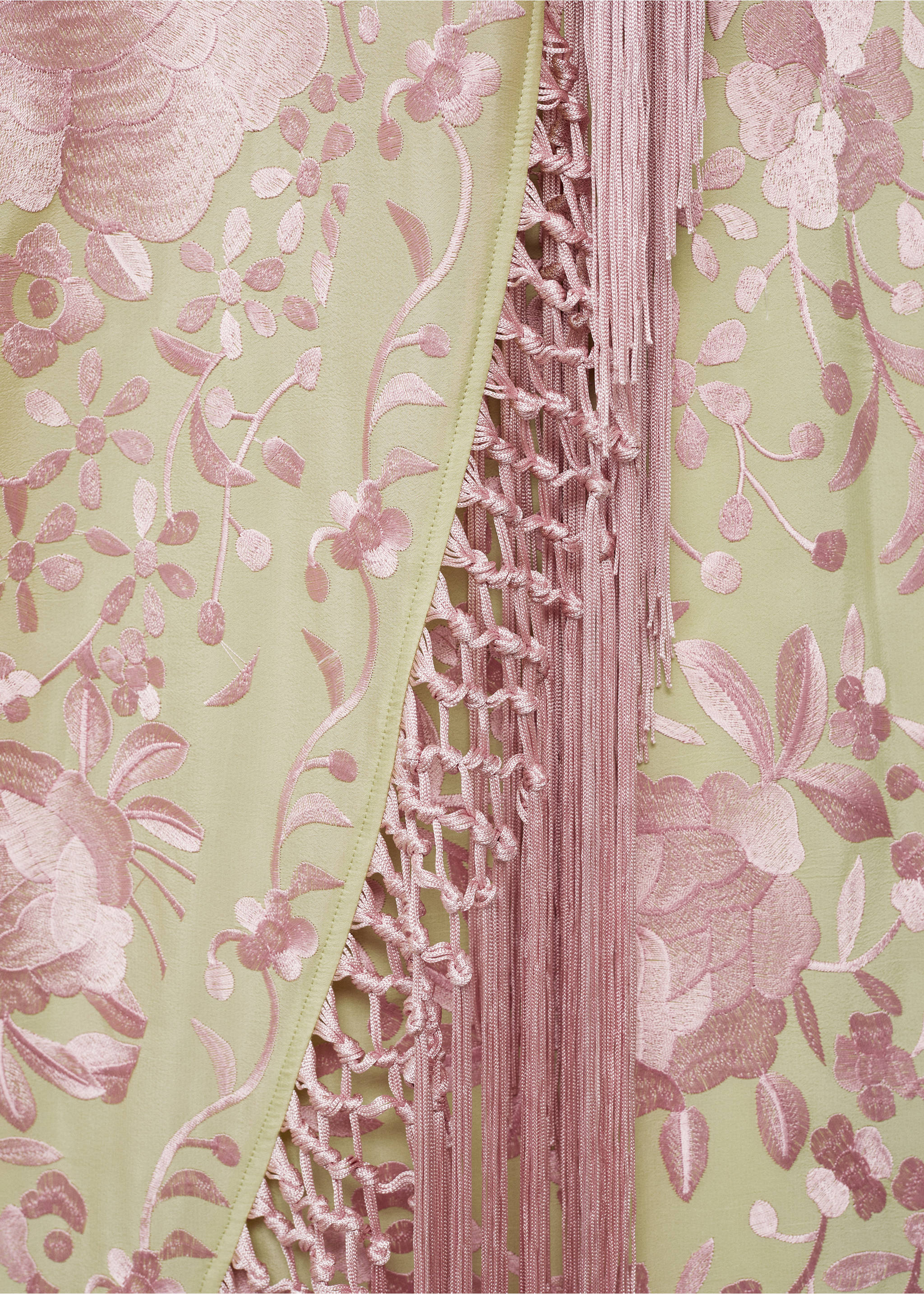 Robe asymétrique broderie à franges - Détail de l'article 0, Vert pastel. Ref: 17021235-00.