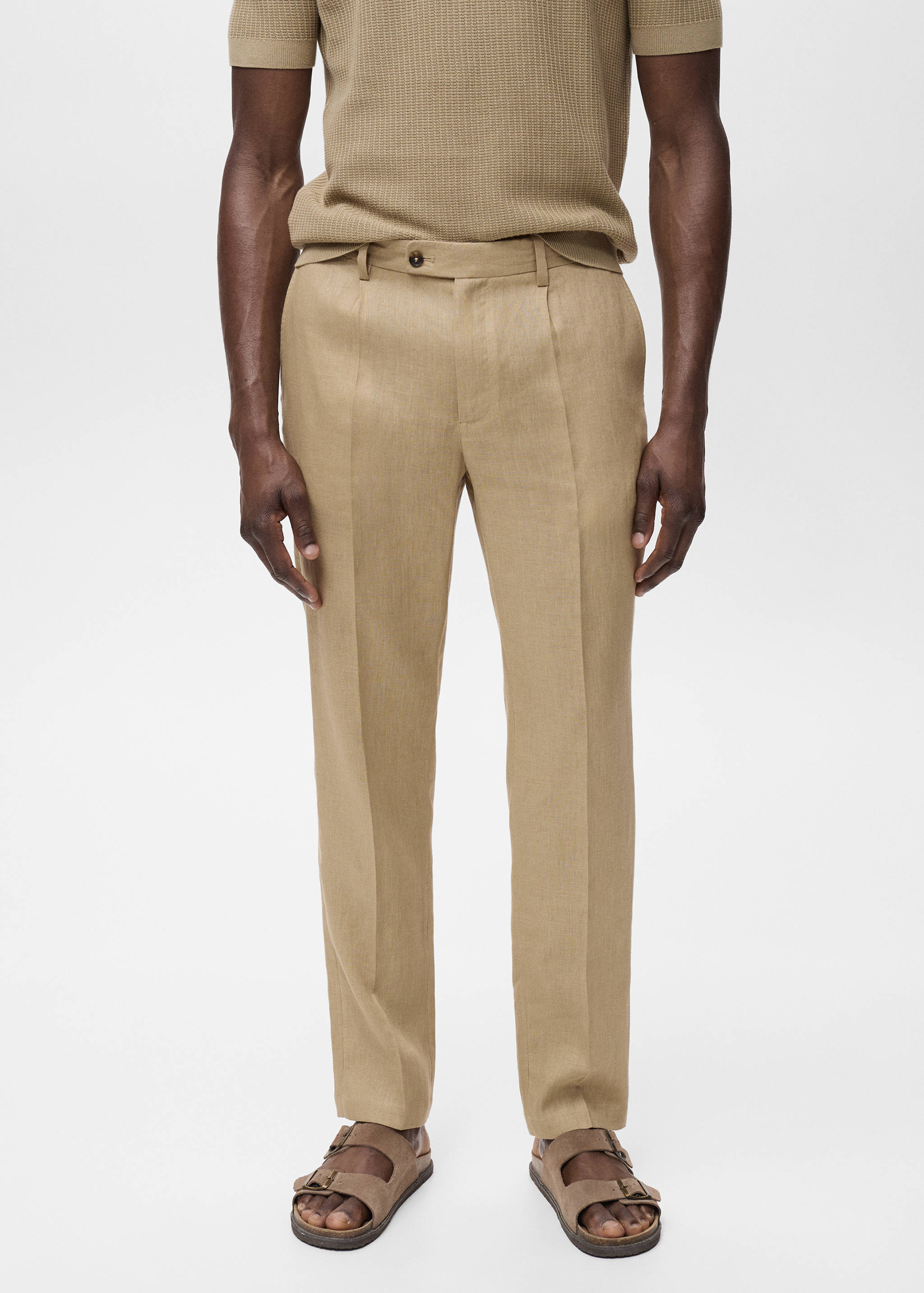 Slim-fit 100% linen pants - Medium plane