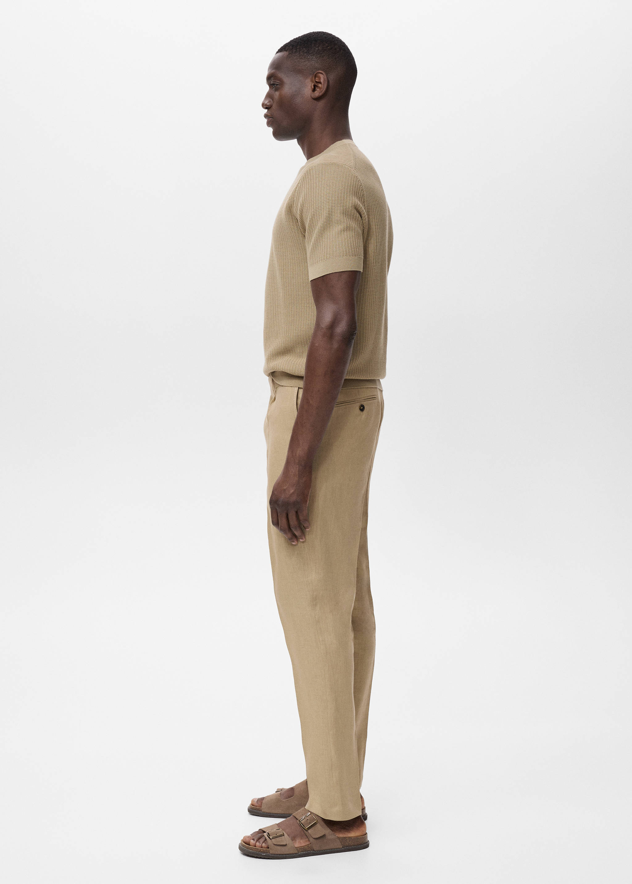 Slim-fit 100% linen pants - Details of the article 2