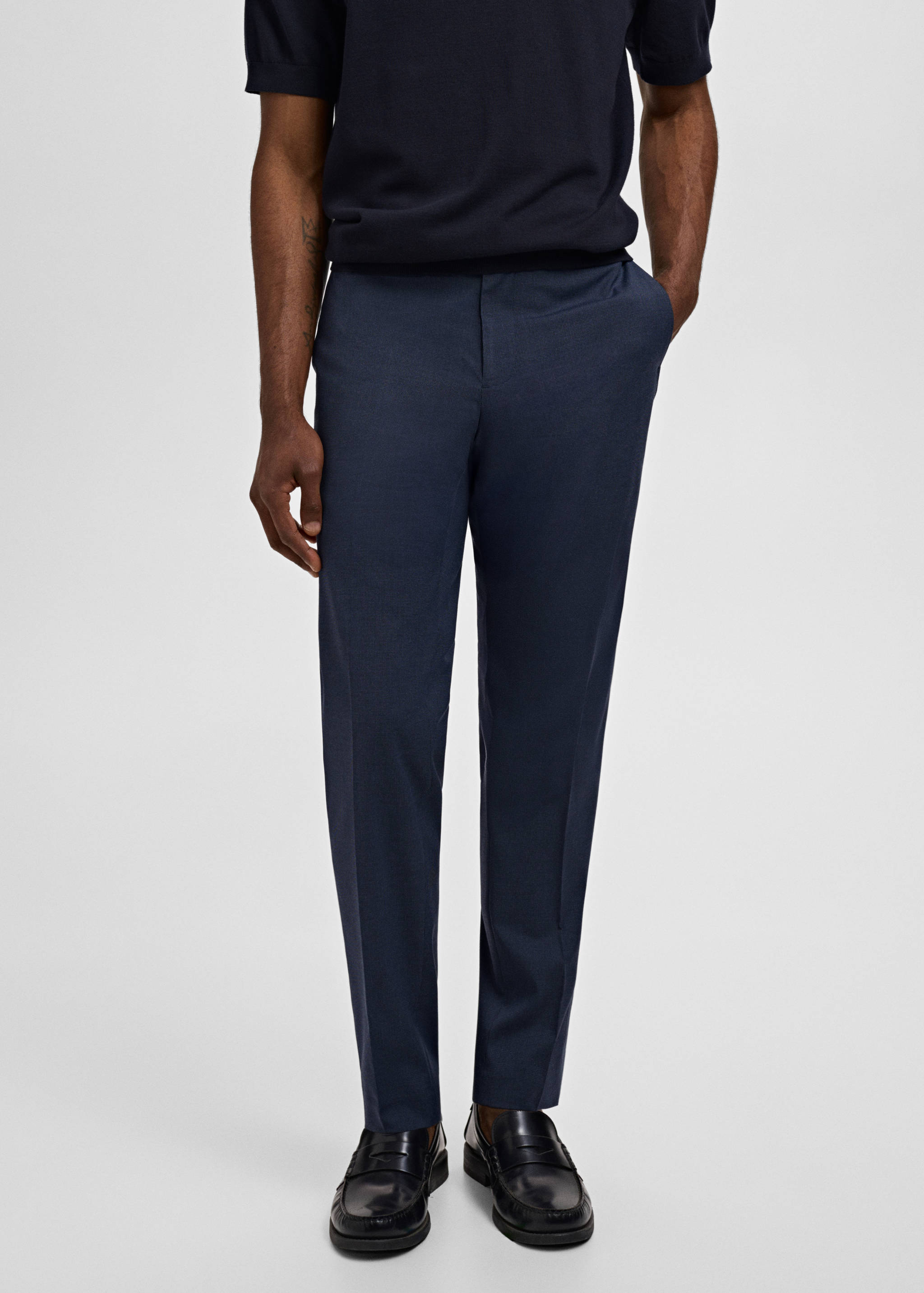 Stretch fabric super slim-fit suit trousers - Medium plane