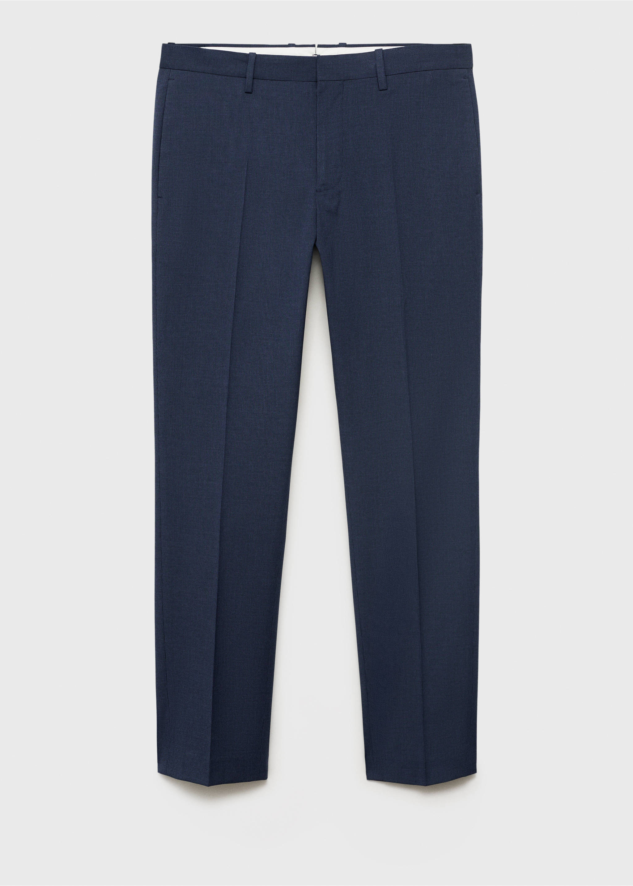 Dark blue suit trousers with pressed creases and belt loops., Ink Blue. Ref: 17021237-00.