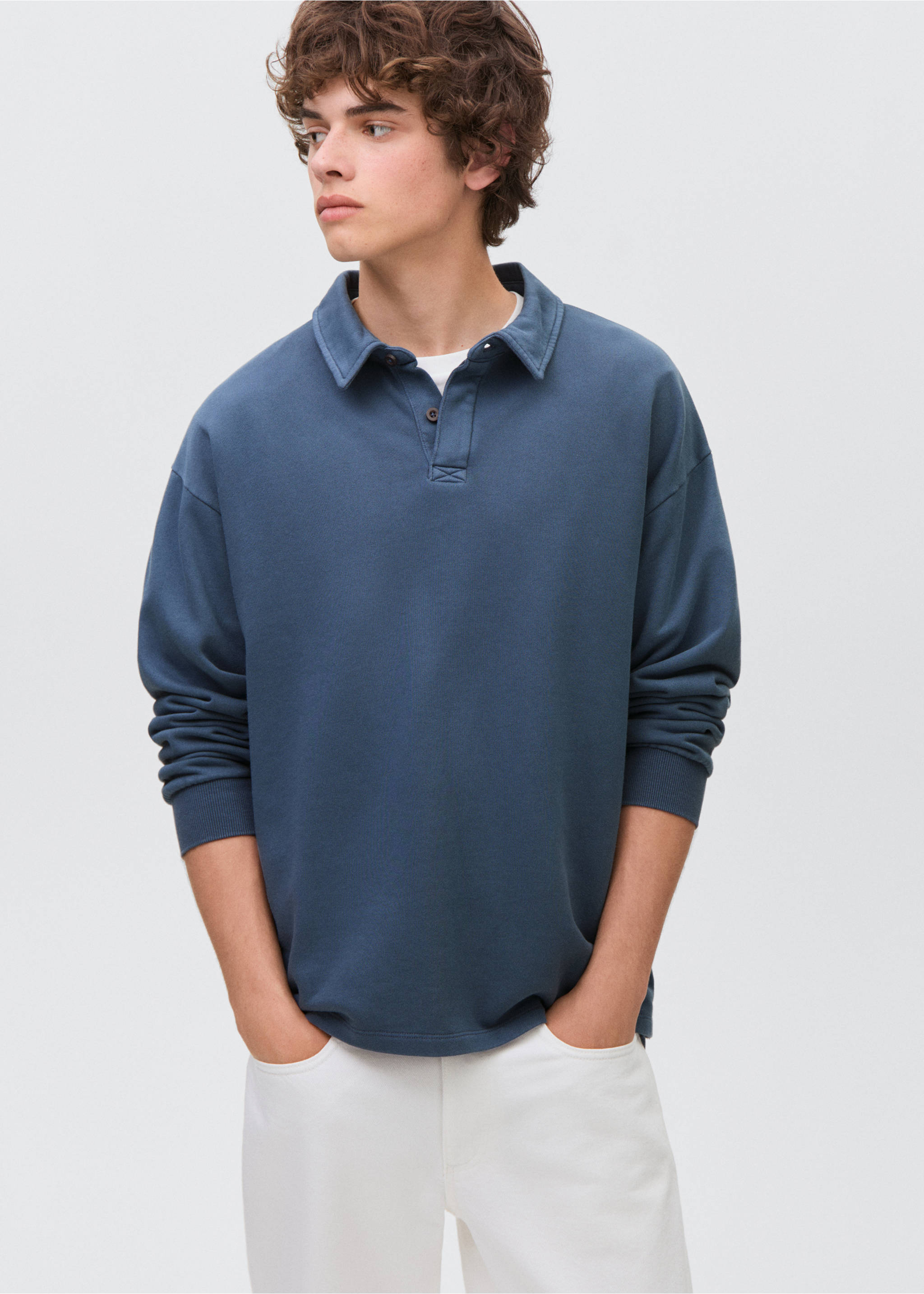Polo-neck sweatshirt - Medium plane, Blue. Ref: 17021240-00.