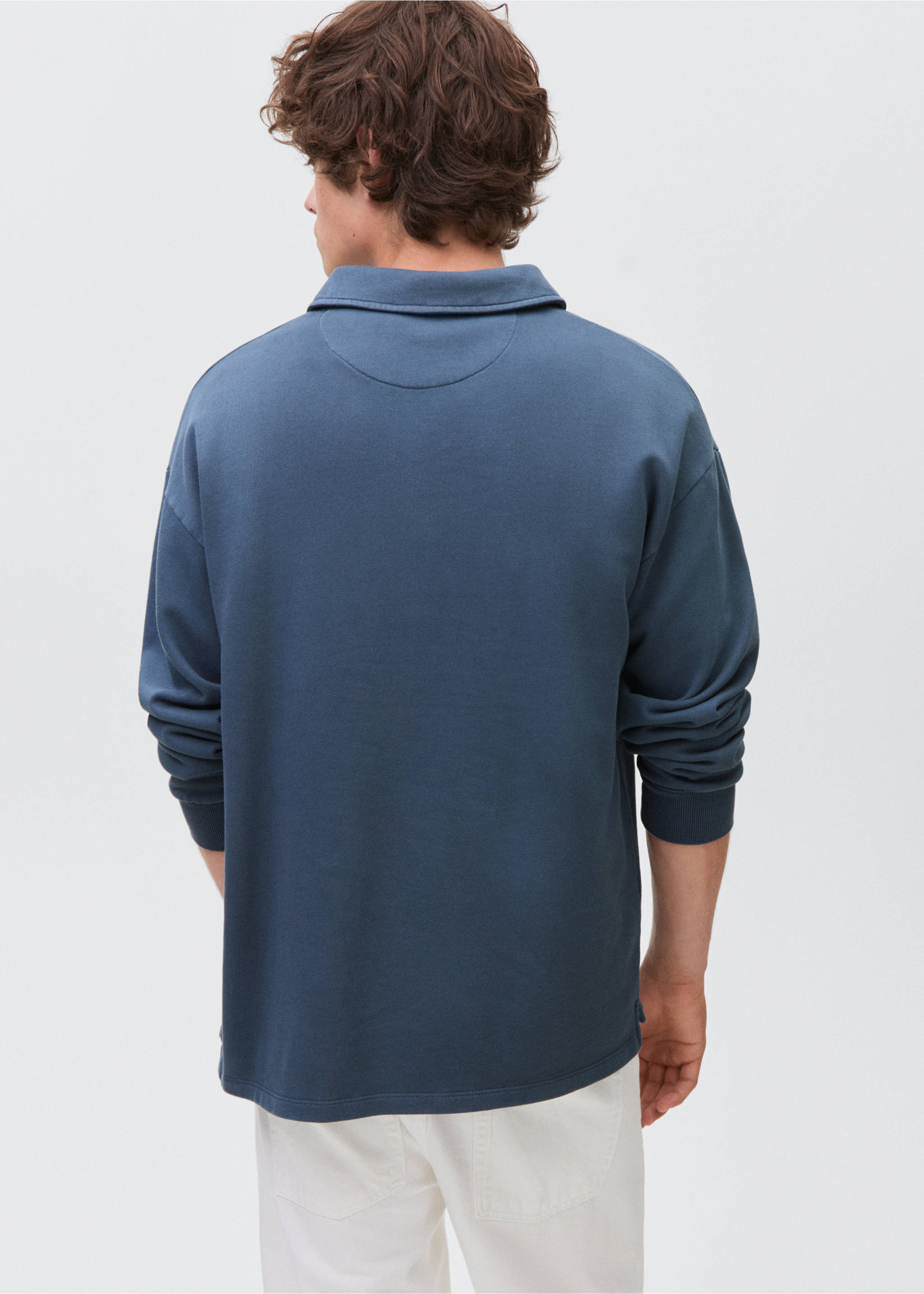 Polo-neck sweatshirt - Reverse of the article, Blue. Ref: 17021240-00.