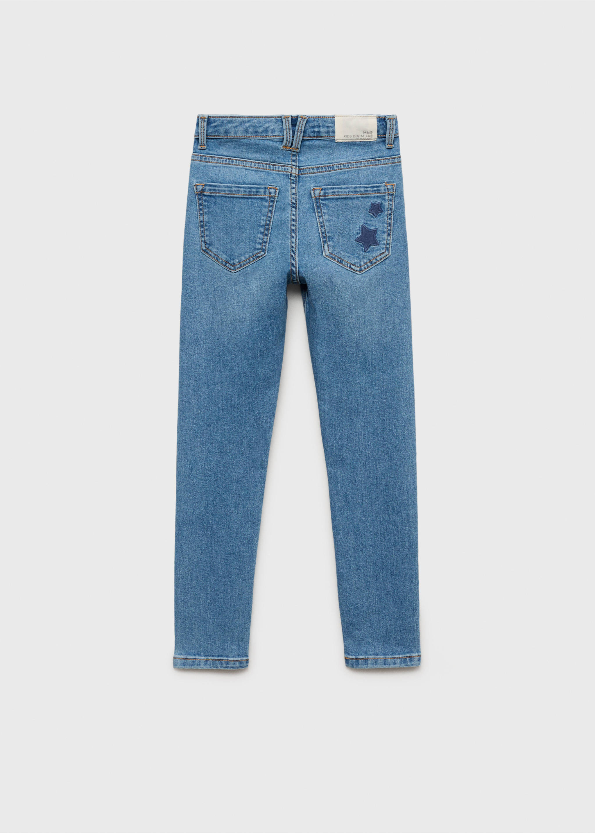 Star-embroidered skinny jeans - Reverse of the article, Medium Blue. Ref: 17021245-00.