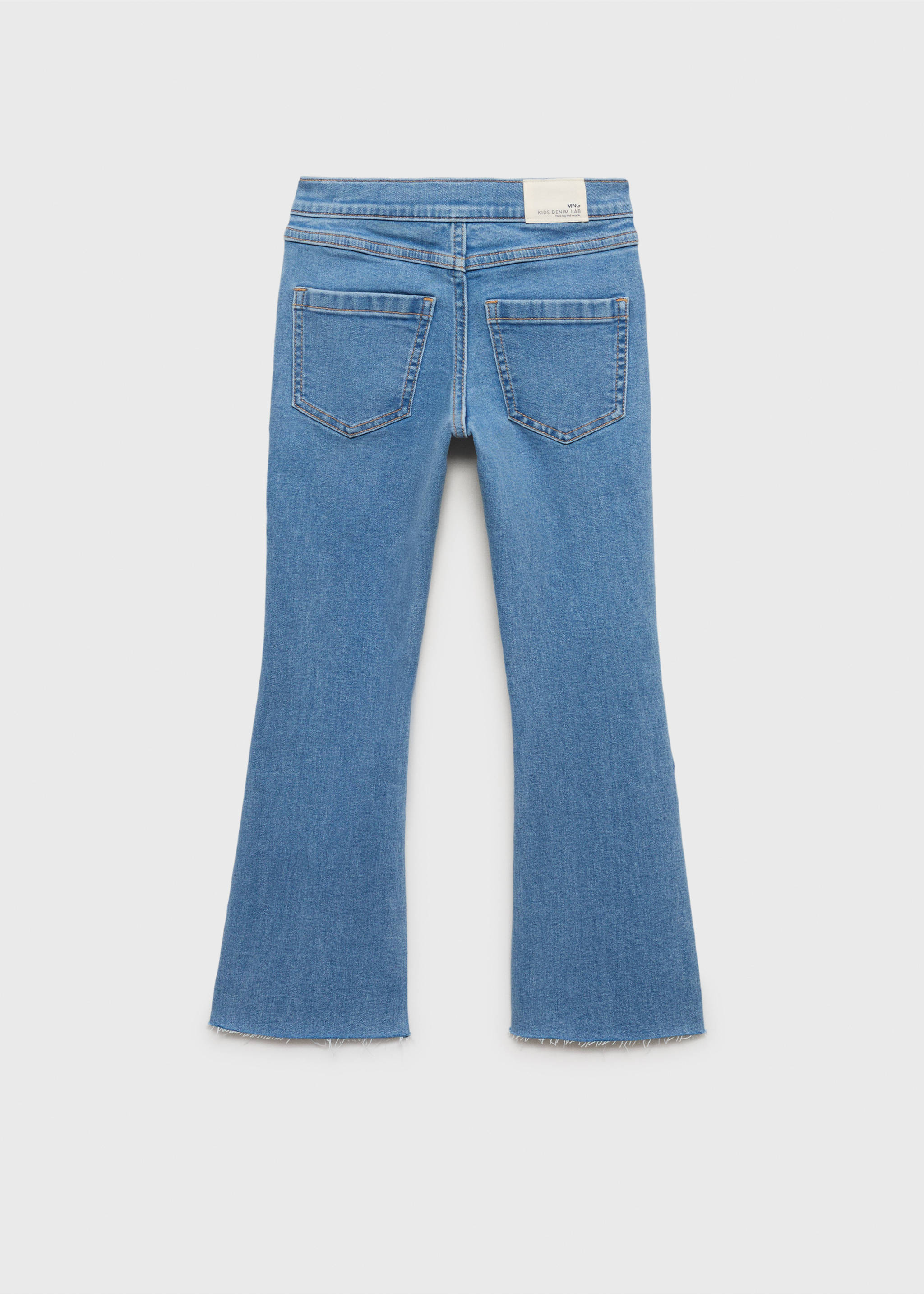 Jeans flare bajo deshilachado - Reverso del artículo, Azul medio. Ref: 17021246-00.