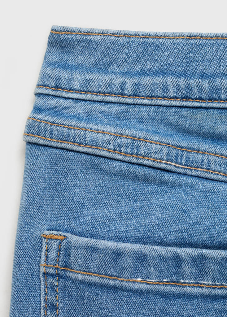 Frayed low-rise skinny jeans — Medium Blue