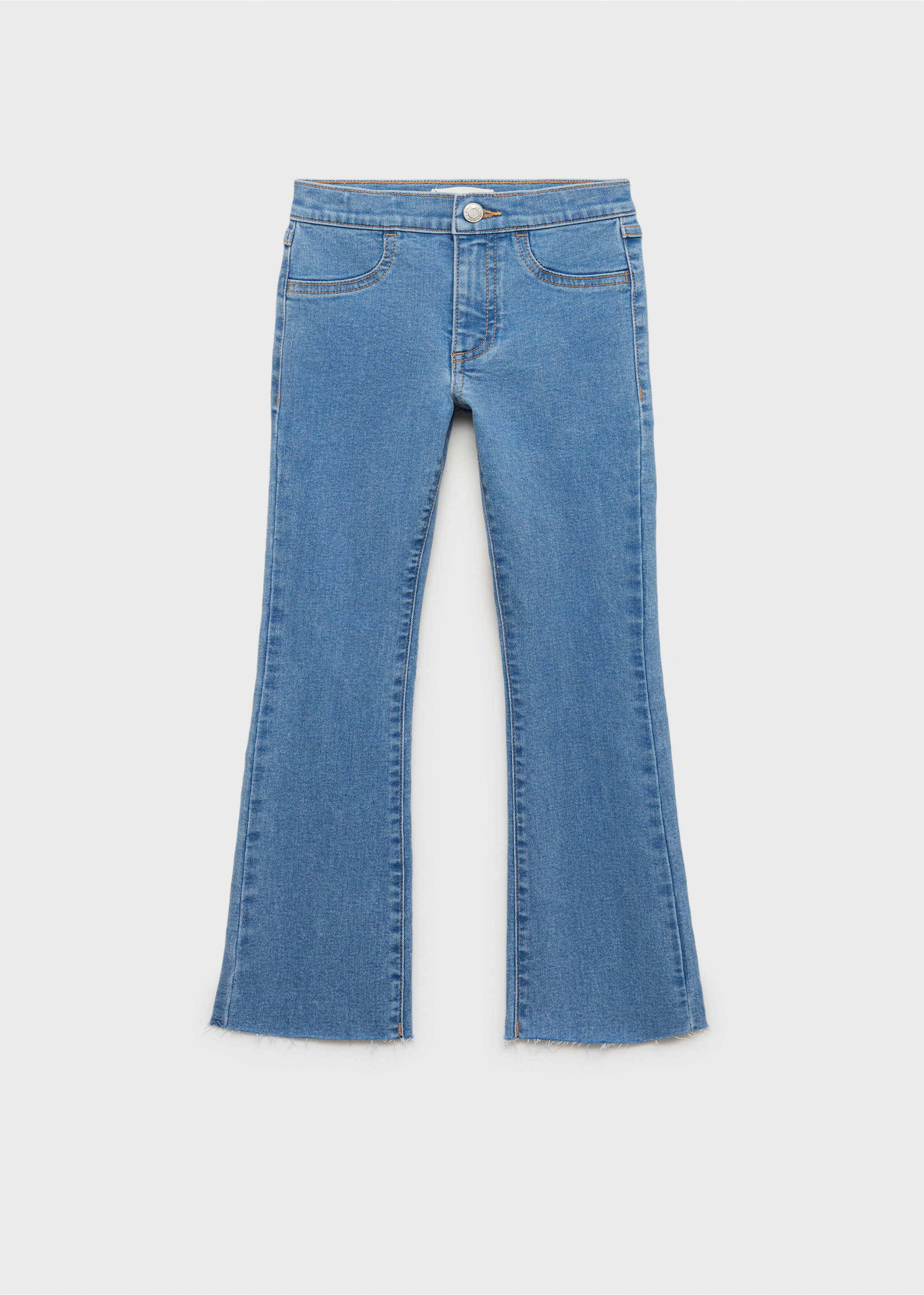 Jeans flare bajo deshilachado - Artículo sin modelo, Azul medio. Ref: 17021246-00.