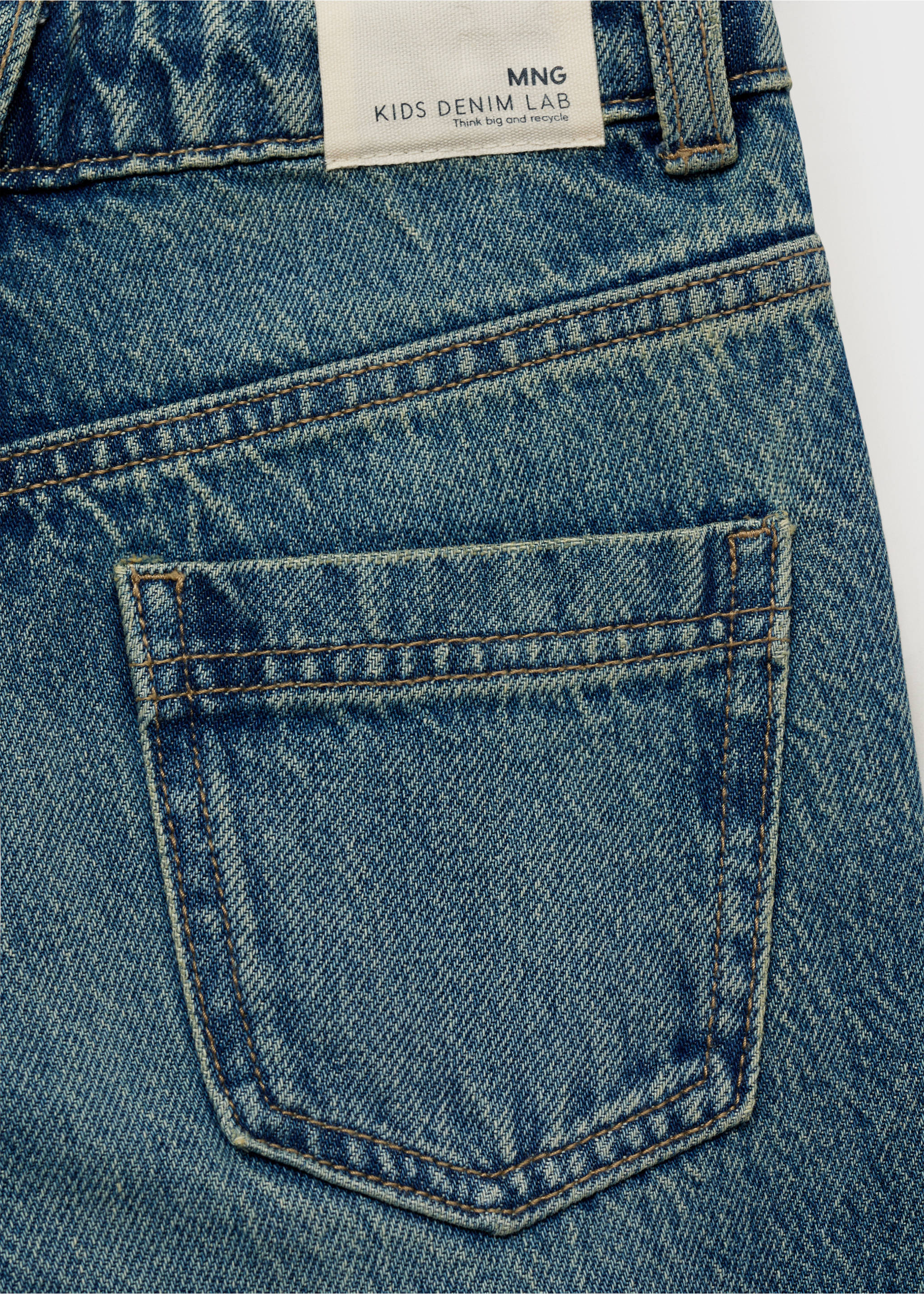 Jean wideleg à revers - Détail de l'article 0, Bleu moyen vintage. Ref: 17021248-00.