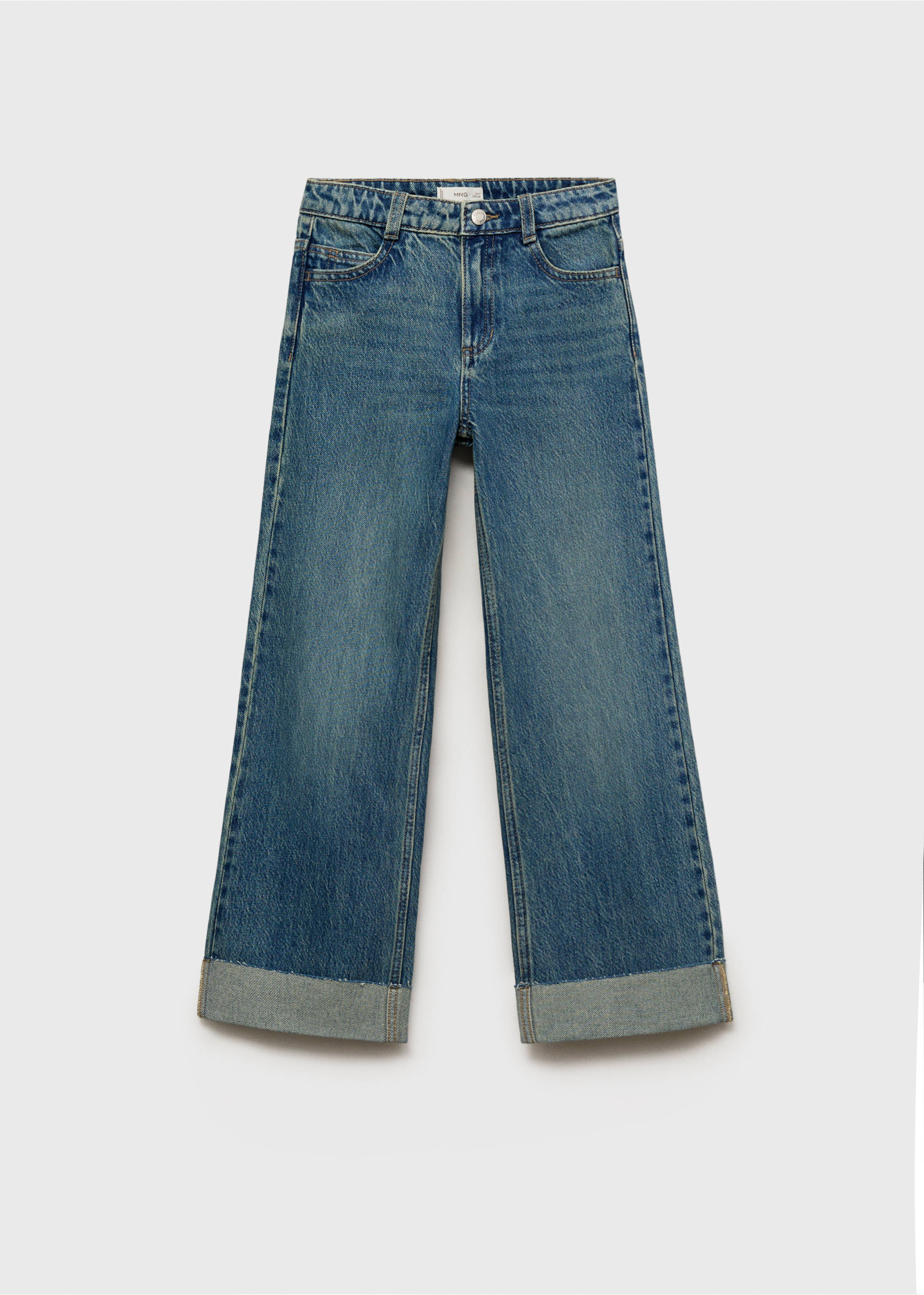 Jean wideleg à revers - Article sans modèle, Bleu moyen vintage. Ref: 17021248-00.
