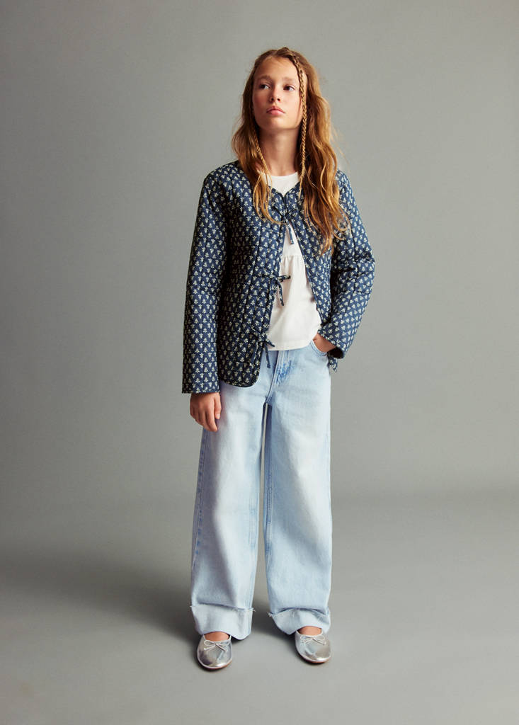 MANGO KIDS - Jean wideleg à revers bleu clair - 12 - Fille