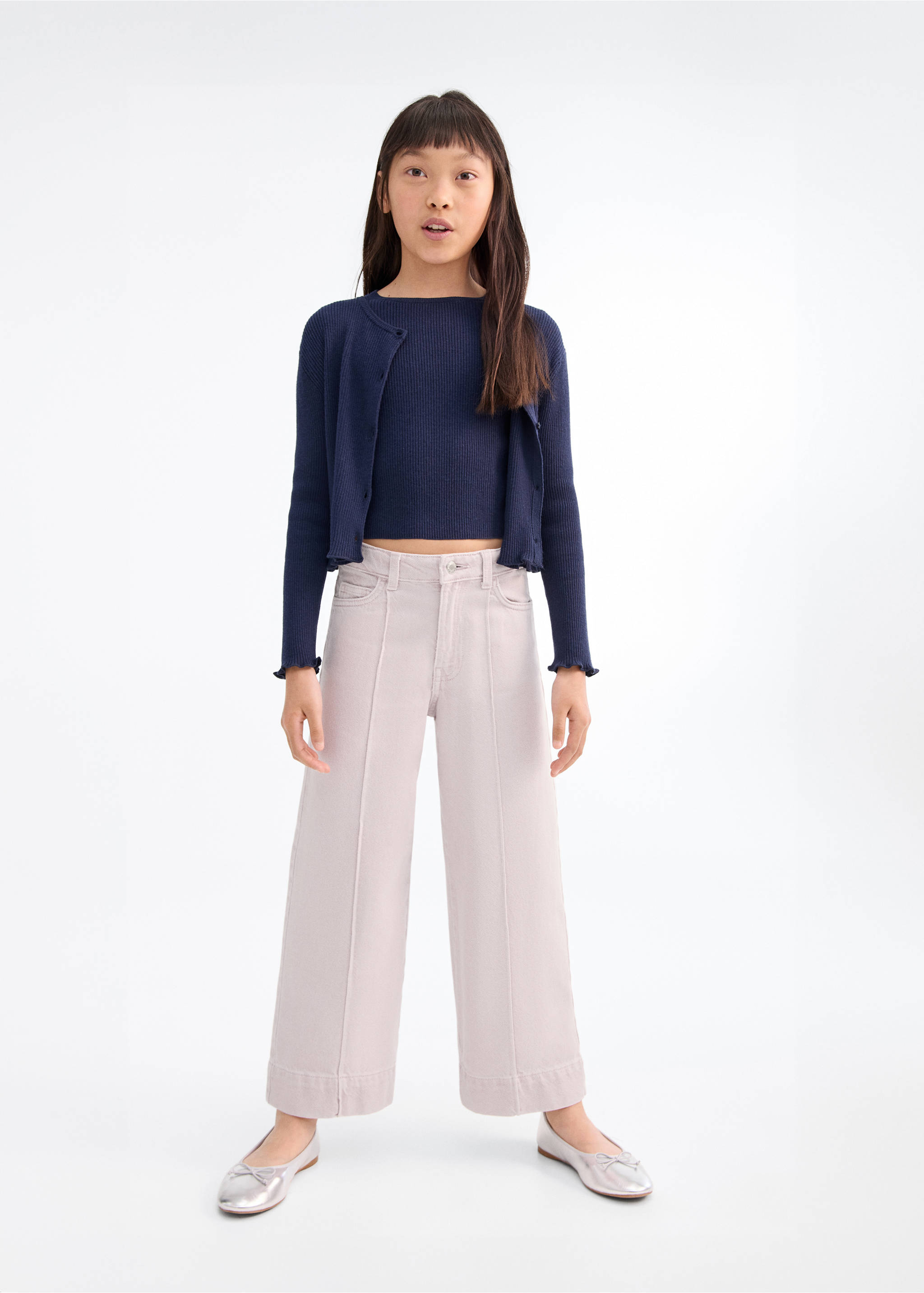 Jean style jupe-culotte détail couture - Plan général, Violet clair/pastel. Ref: 17021249-00.
