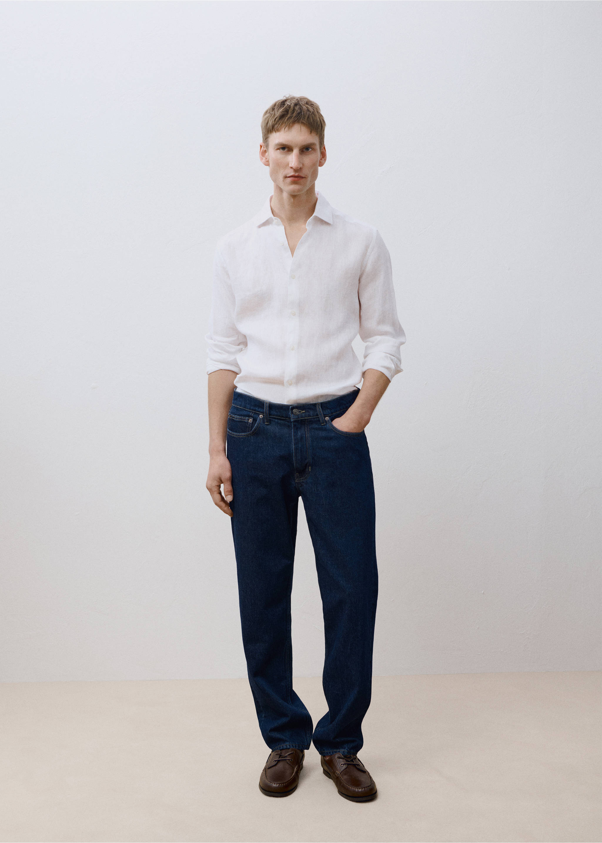 Рубашка 100% лен regular fit - Деталь изделия 5, Белый. Ref: 17021250-00.