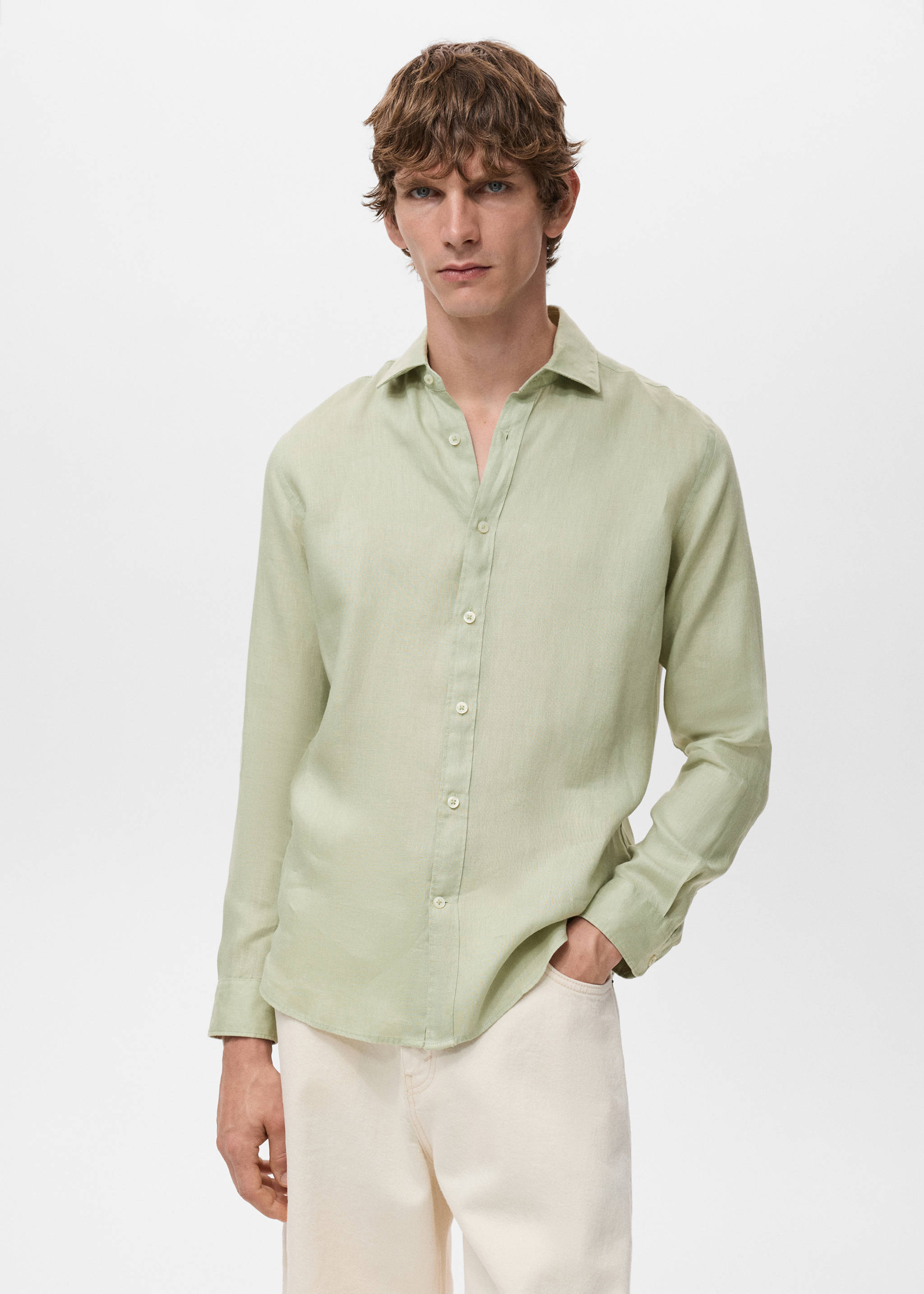 Camisa 100% lino regular fit - Plano medio
