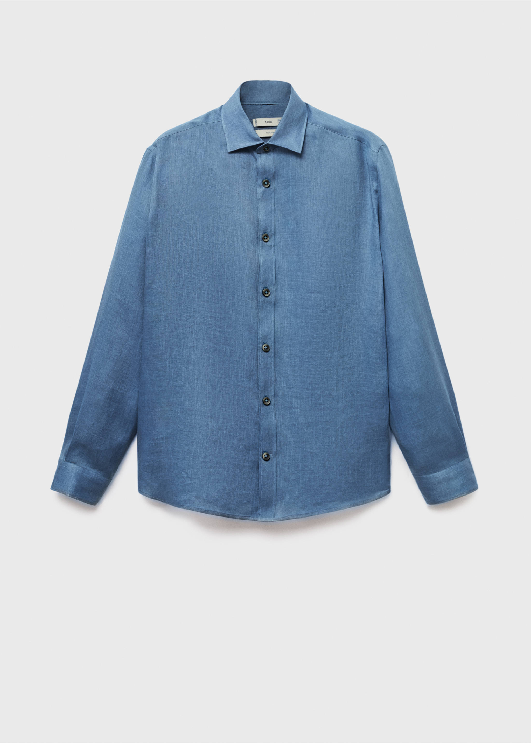 Рубашка 100% лен regular fit - Изделие без модели, Синий фарфор. Ref: 17021250-00.