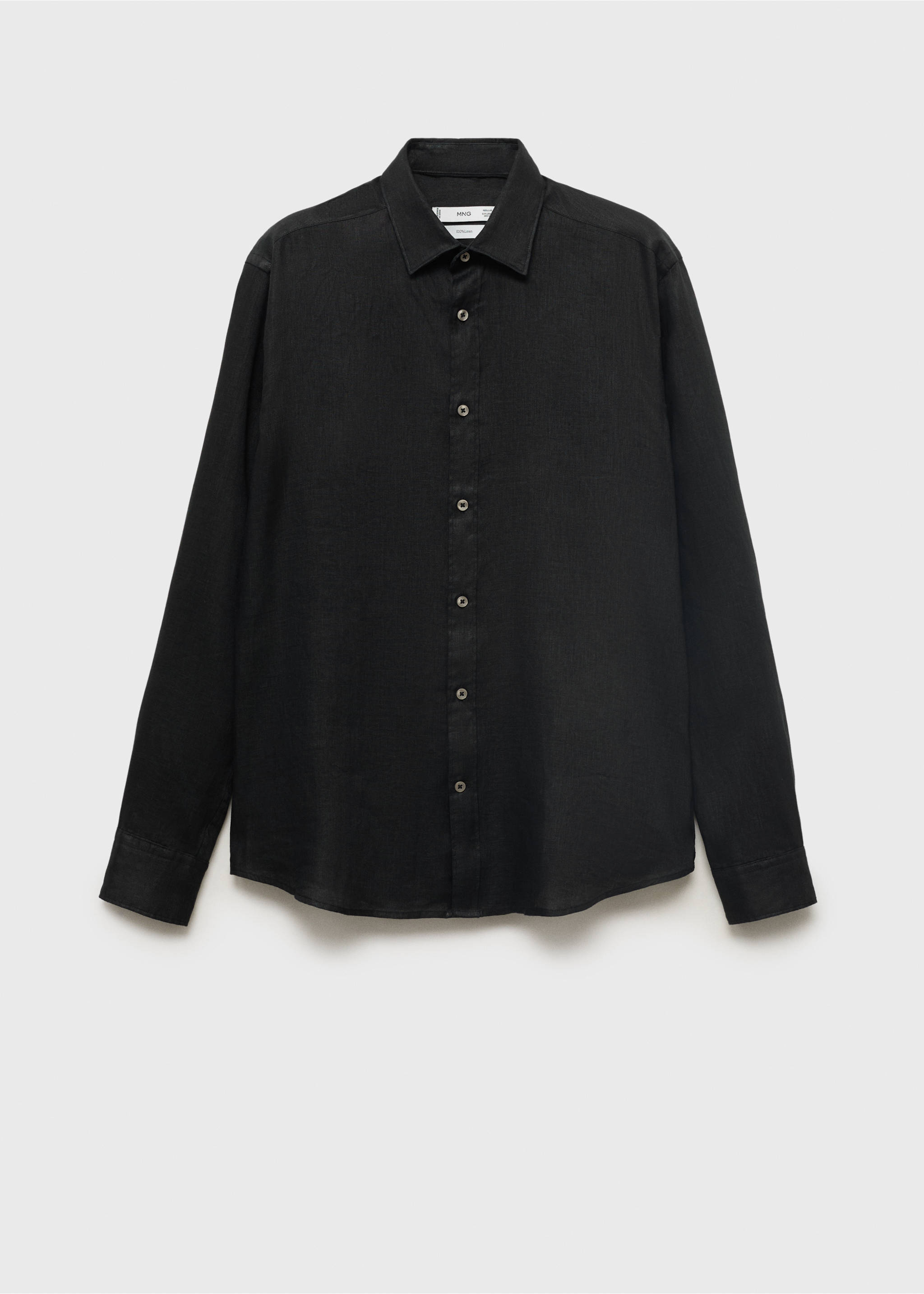 Camisa 100% lino regular fit - Artículo sin modelo, Negro. Ref: 17021250-00.