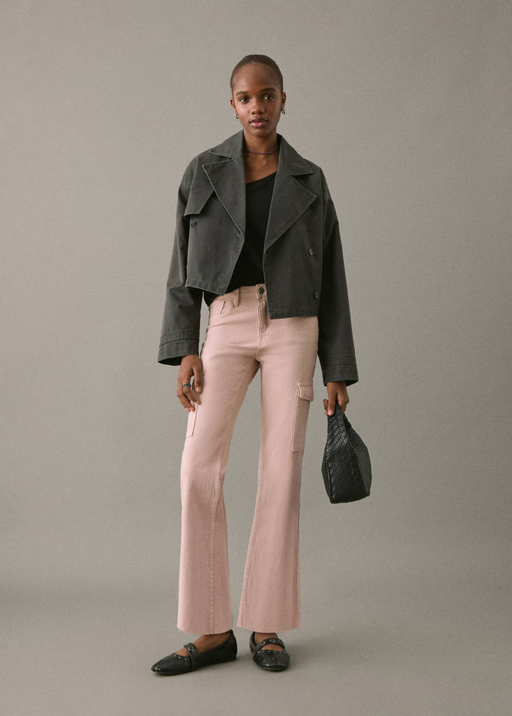 Flared cargo jeans — Pastel Pink