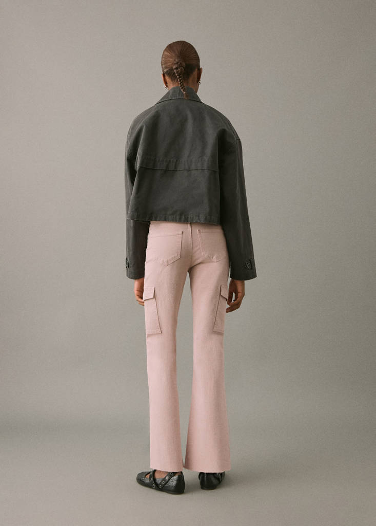 Flared cargo jeans — Pastel Pink