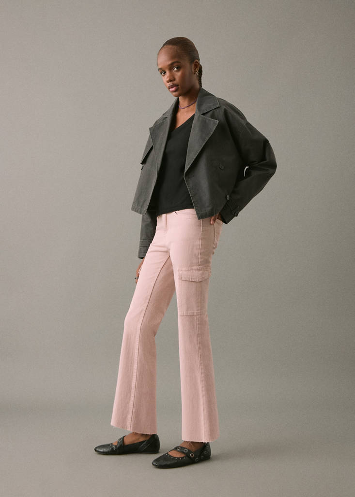 Flared cargo jeans — Pastel Pink