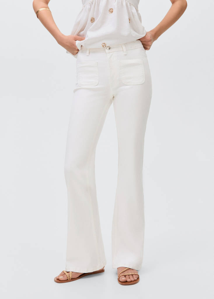 Flared jeans with pocket — White