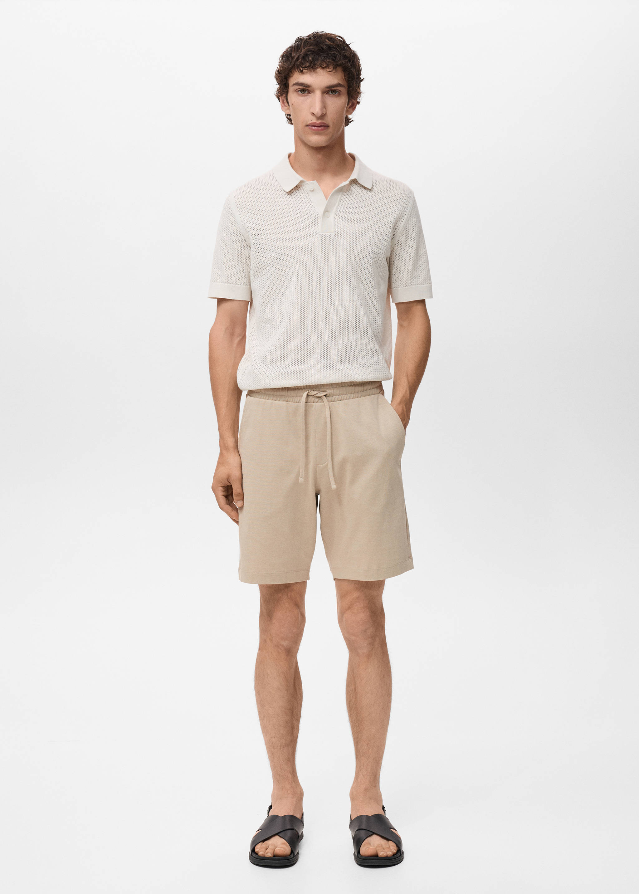 100% cotton bermuda shorts with drawstring - General plane