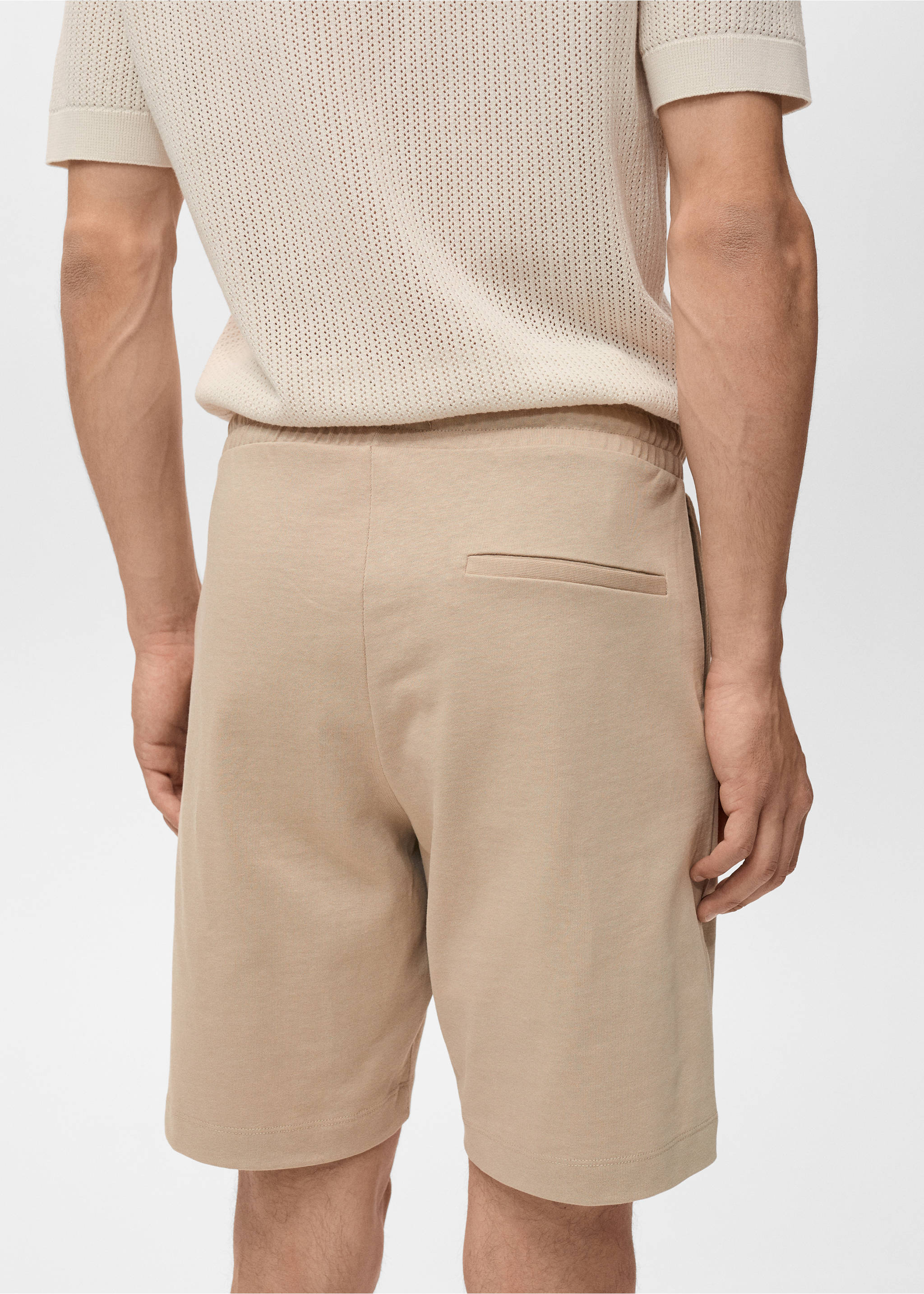 100% cotton bermuda shorts with drawstring - Details of the article 3, Ecru. Ref: 17021261-00.