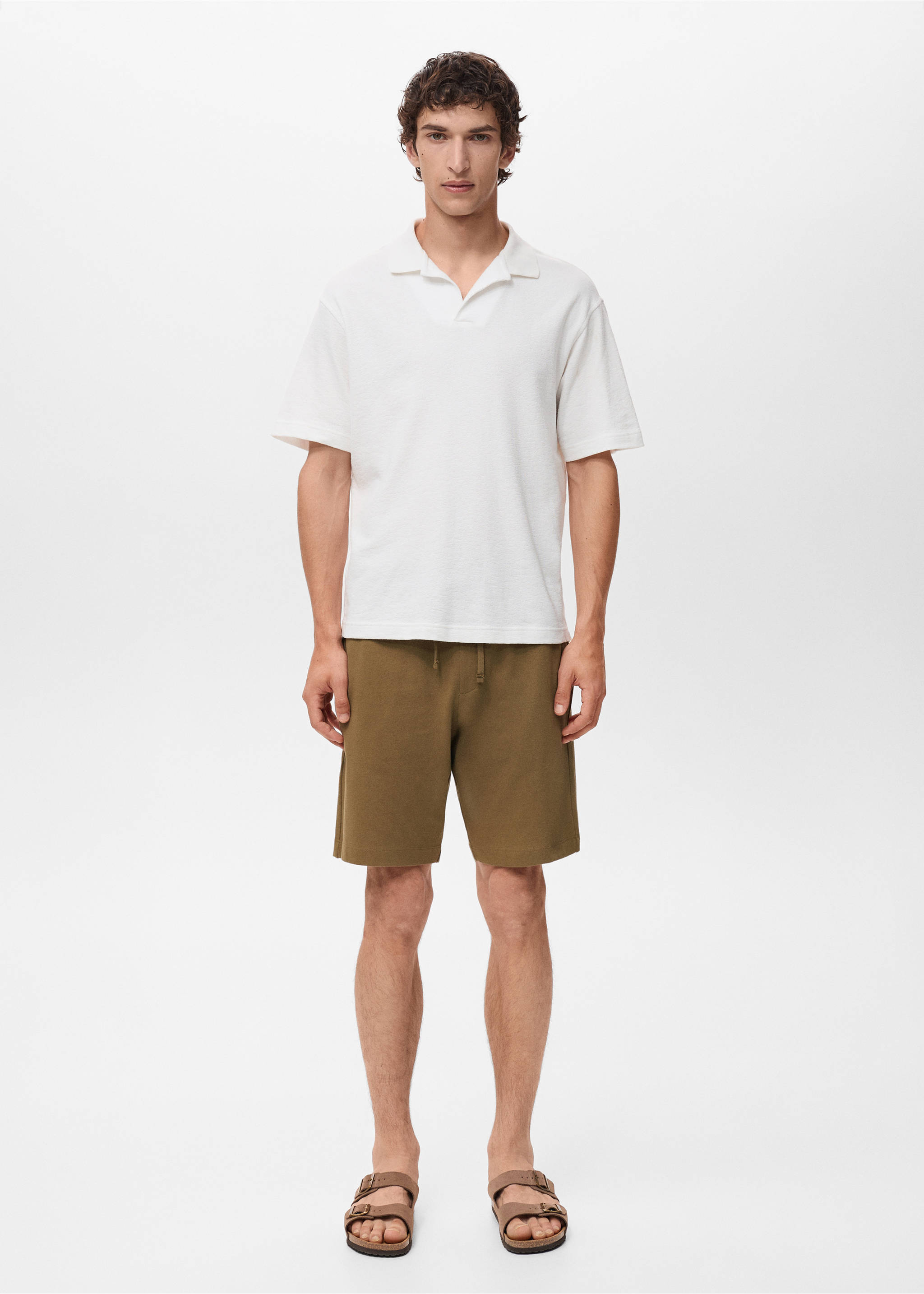 100% cotton bermuda shorts with drawstring - General plane, Khaki. Ref: 17021261-00.