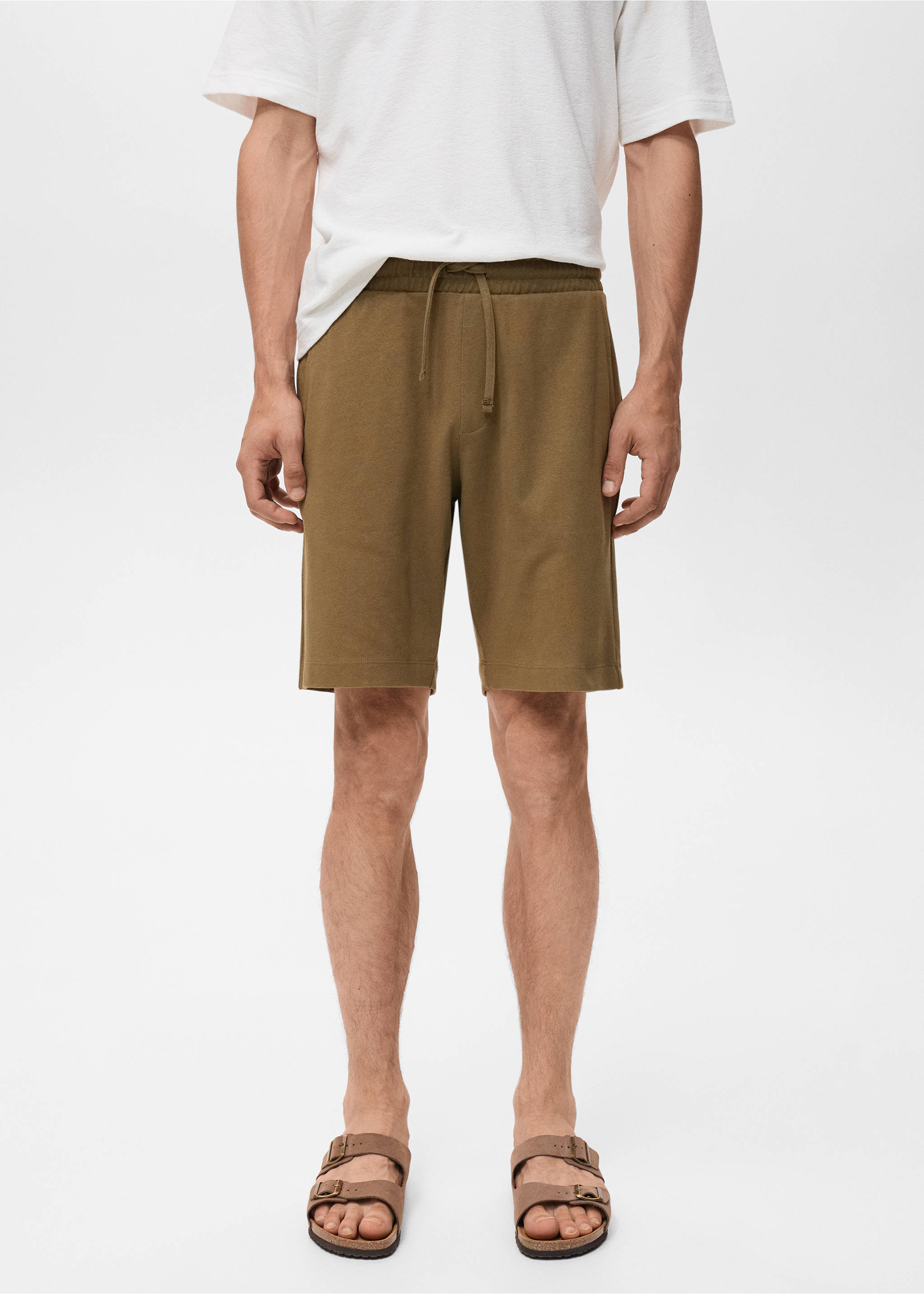 100% cotton bermuda shorts with drawstring - Medium plane, Khaki. Ref: 17021261-00.
