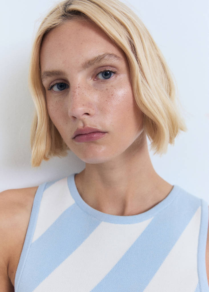 Knitted dress with straps — Sky Blue