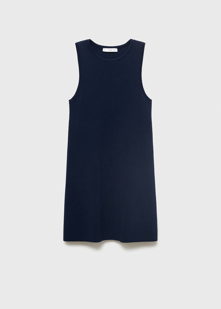 Knitted dress with straps — Navy