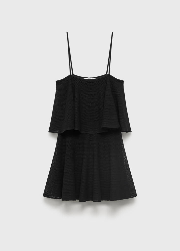 Ruffle knit dress — Black