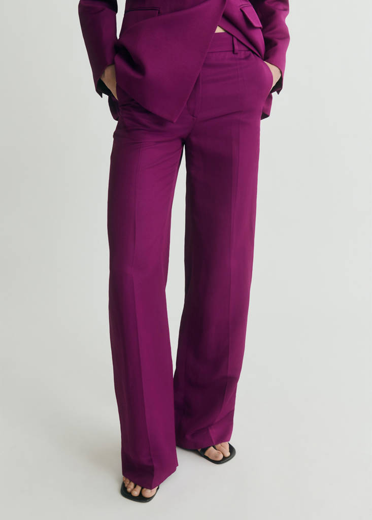 Straight-fit linen-blend suit trousers — Fuchsia