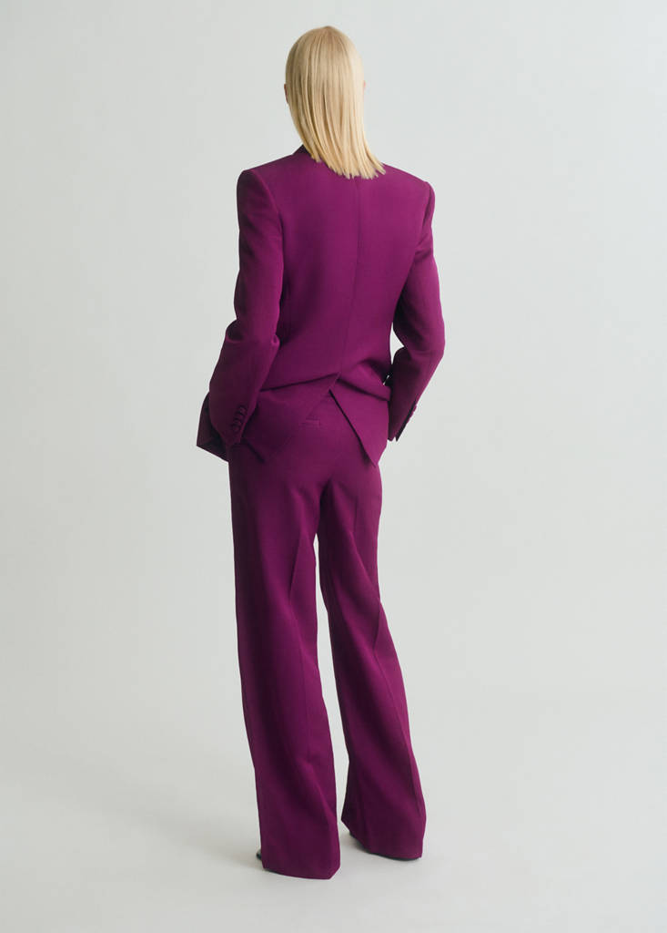 Straight-fit linen-blend suit trousers — Fuchsia
