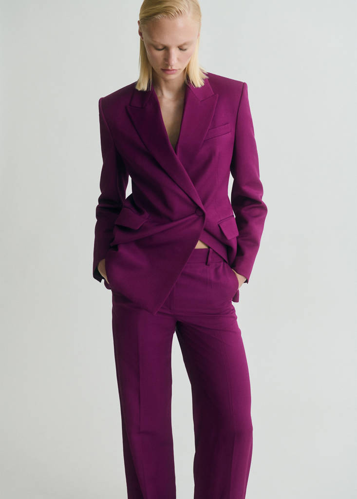 Straight-fit linen-blend suit trousers — Fuchsia