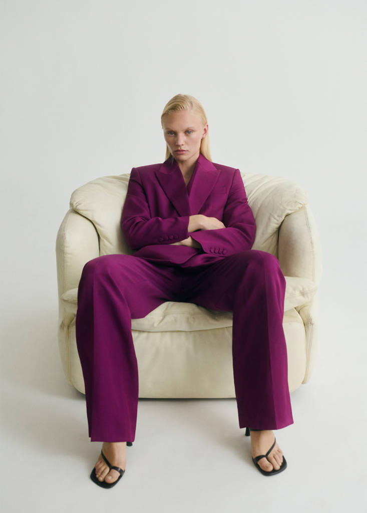 Straight-fit linen-blend suit trousers — Fuchsia