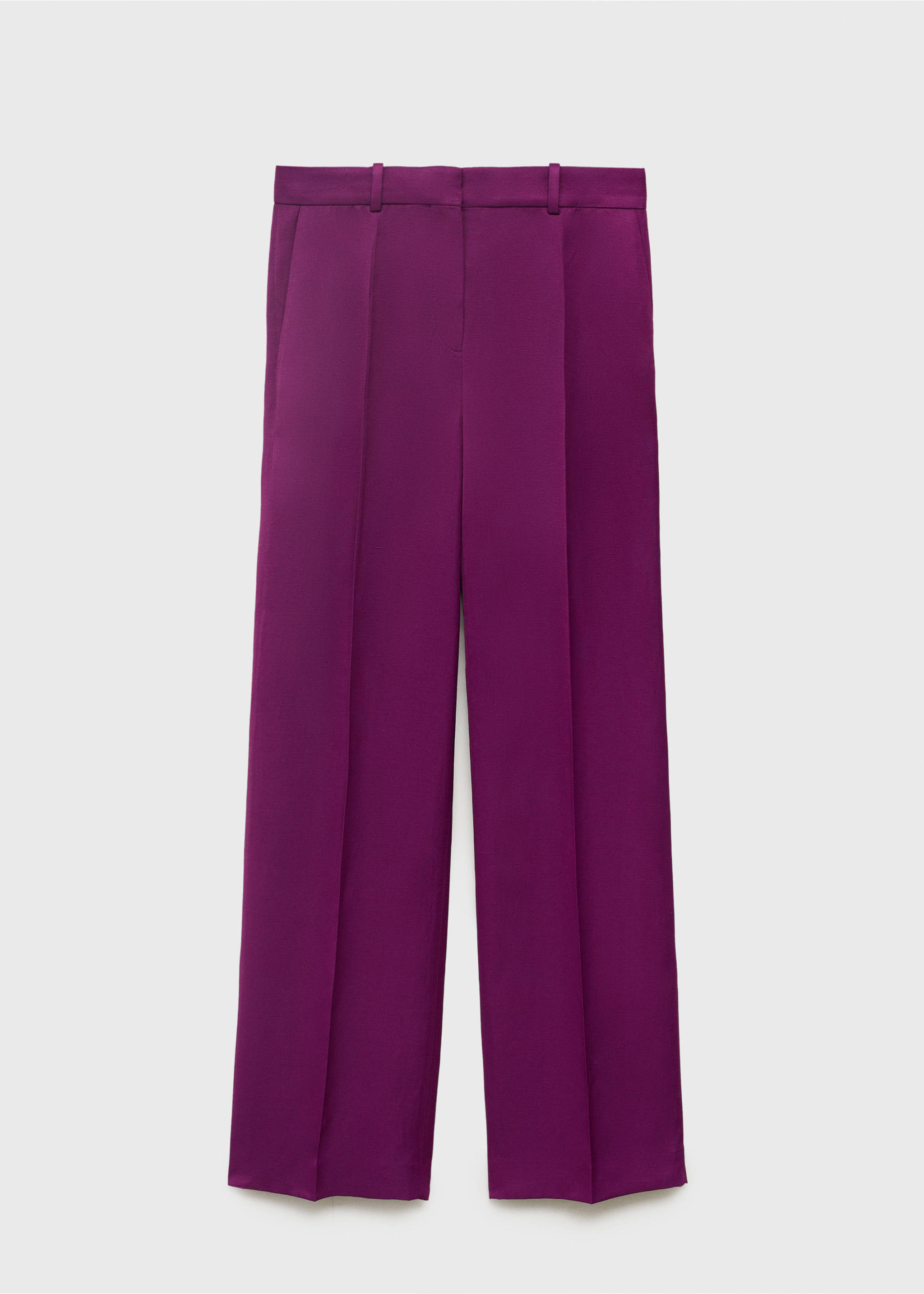 Straight-fit linen-blend suit trousers - Article without model, Fuchsia. Ref: 17021267-00.