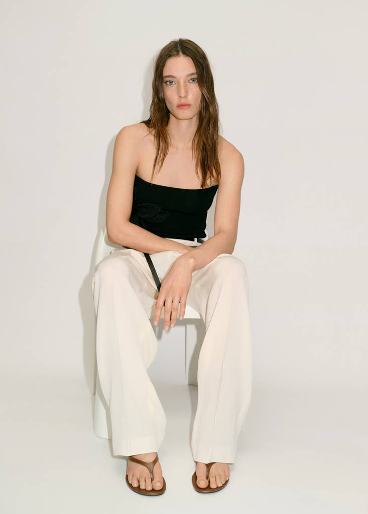 Straight-fit suit trousers — Vanilla