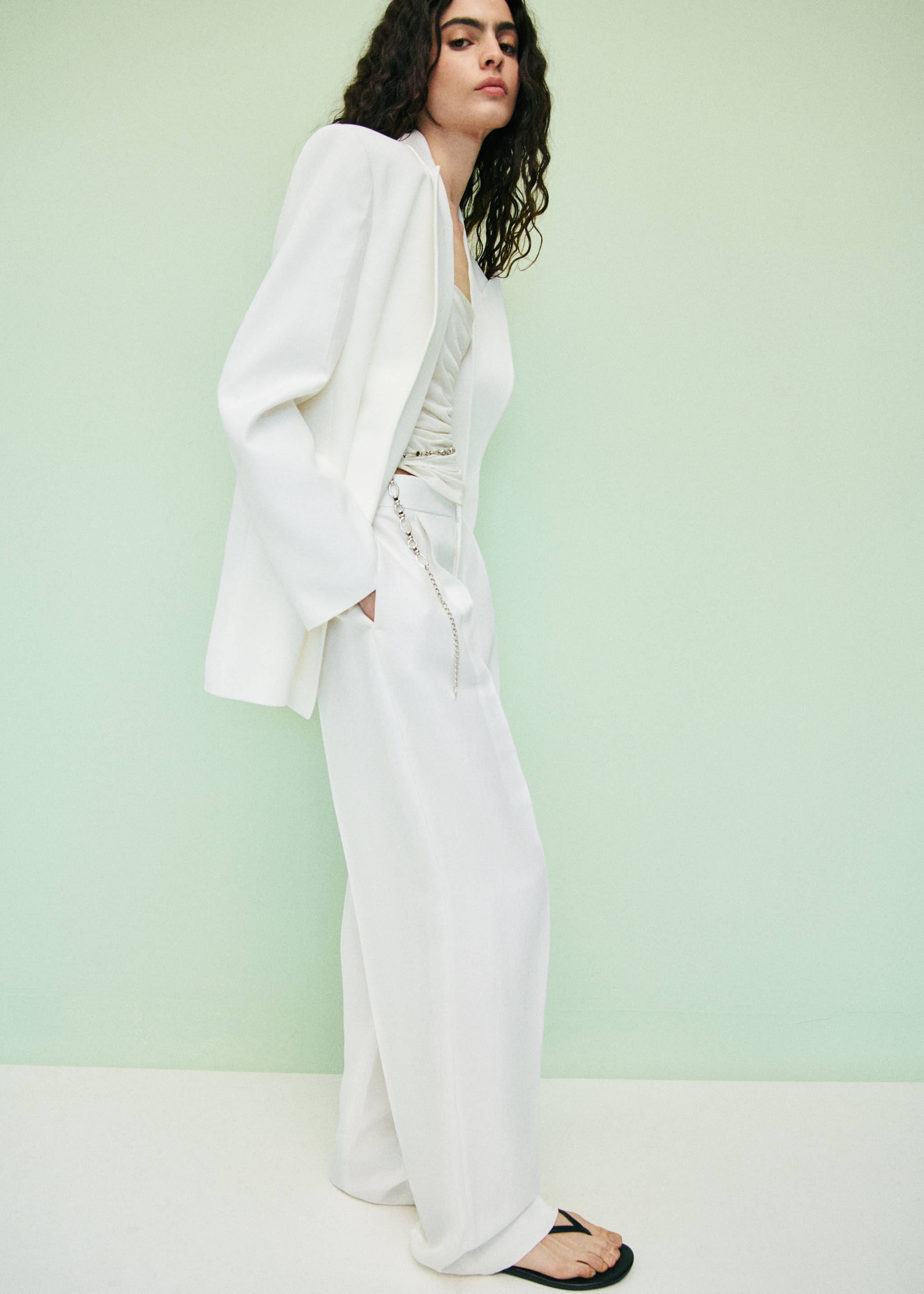 Pantalon mélange de lin pinces - Détail de l'article 6