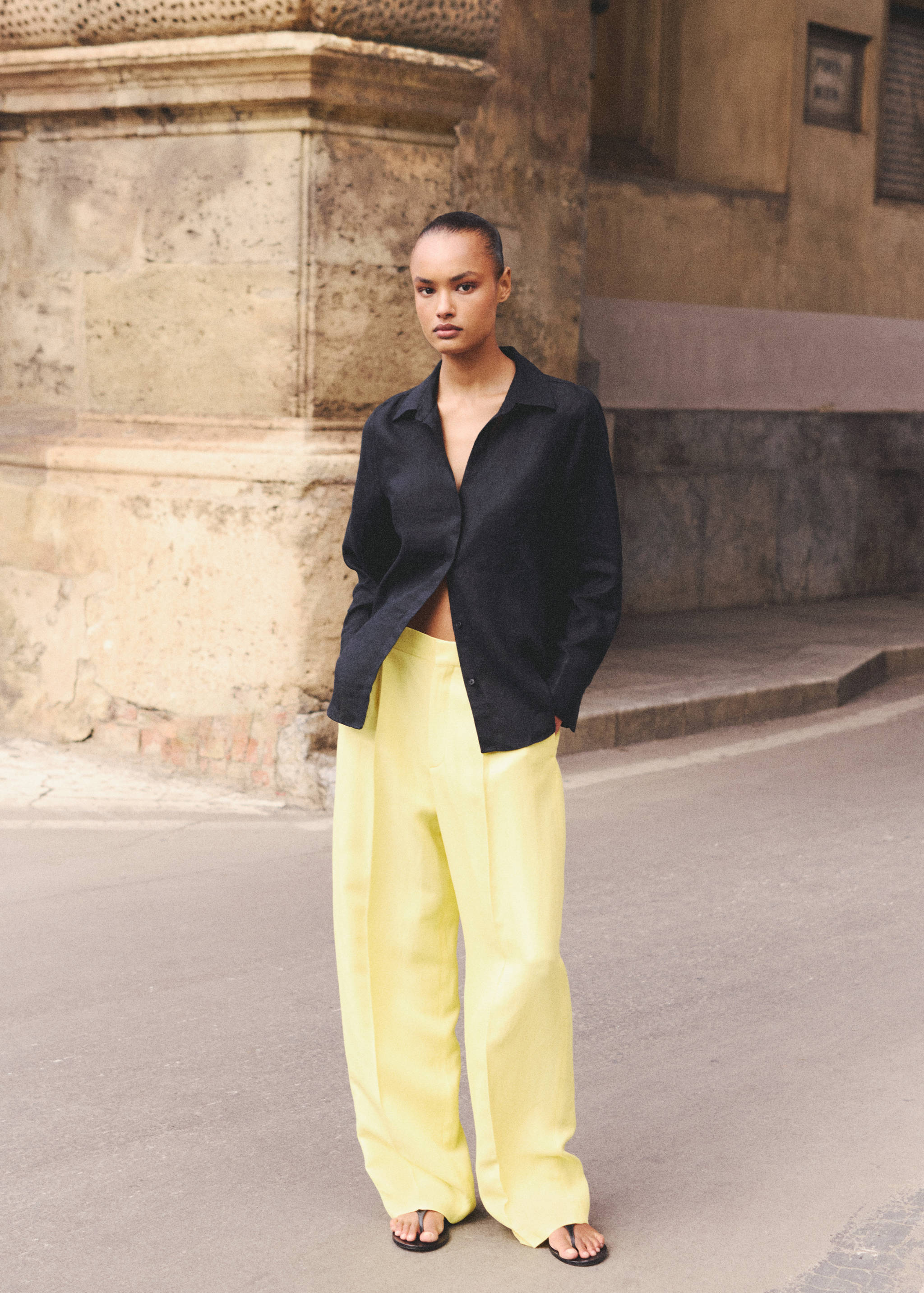 Pantalon mélange de lin pinces - Détail de l'article 6