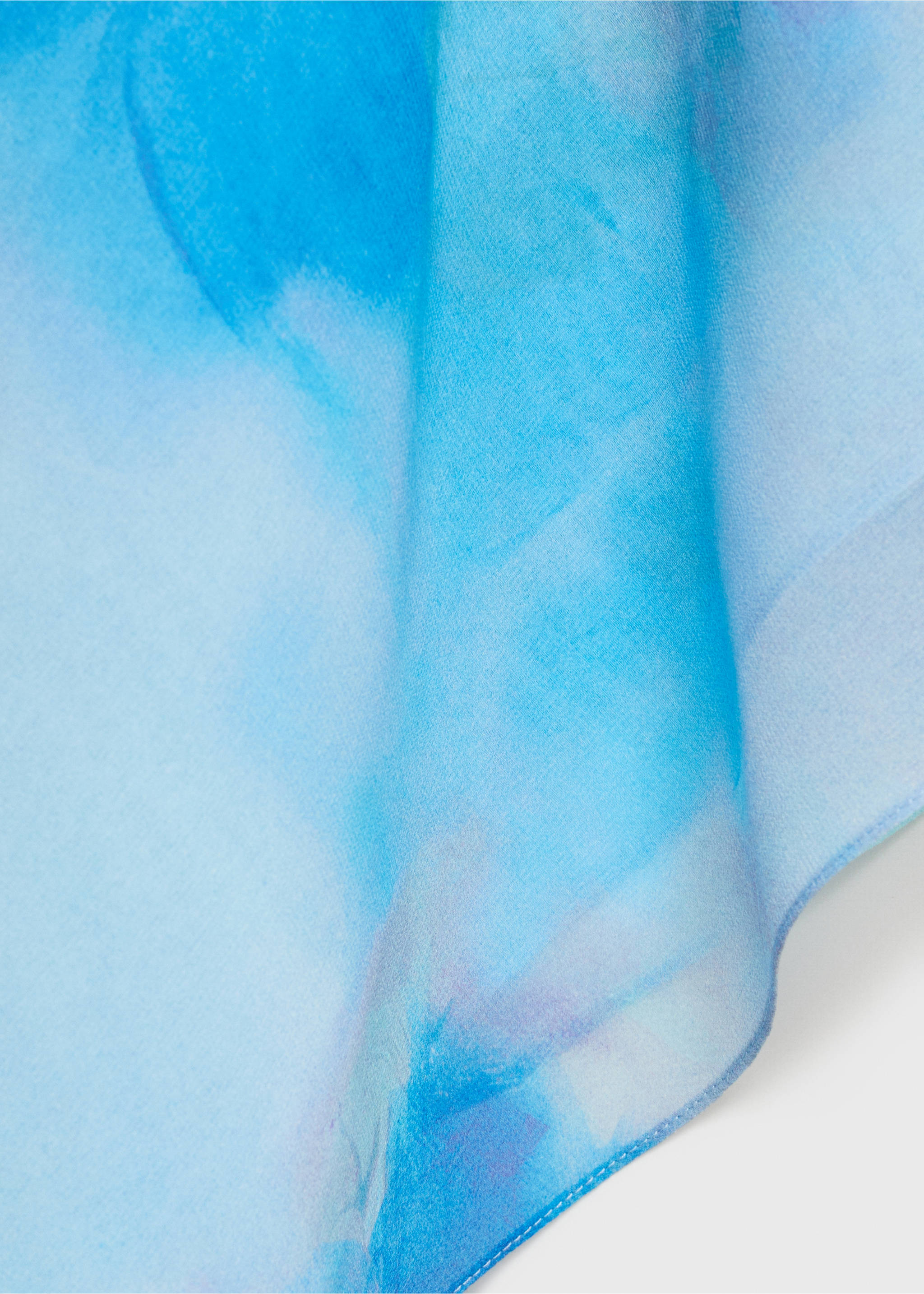 Асимметричное платье с цветочным принтом и фуляром - Деталь изделия 8, Синий. Ref: 17021271-00.