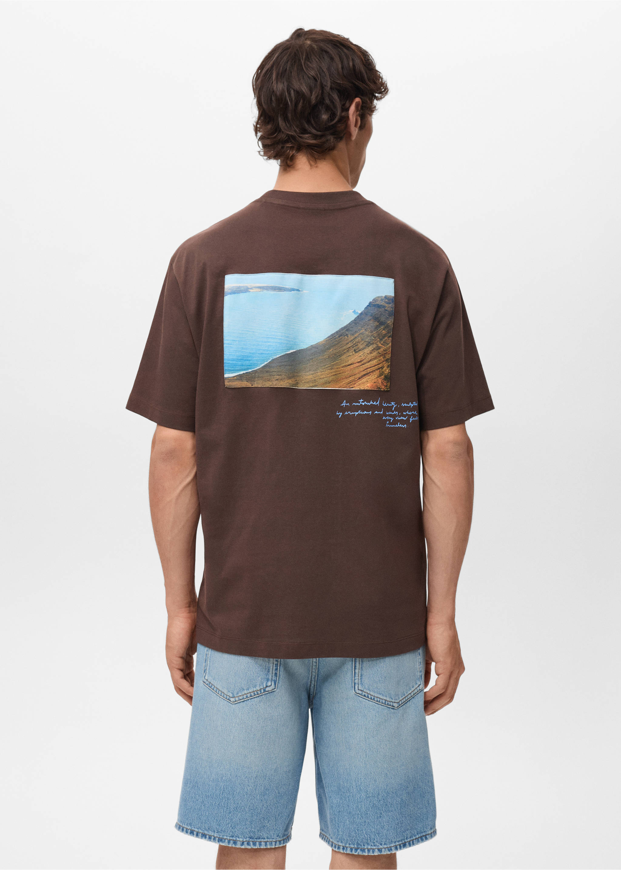 Camiseta parche estampado - Reverso del artículo, Marrón. Ref: 17021274-00.