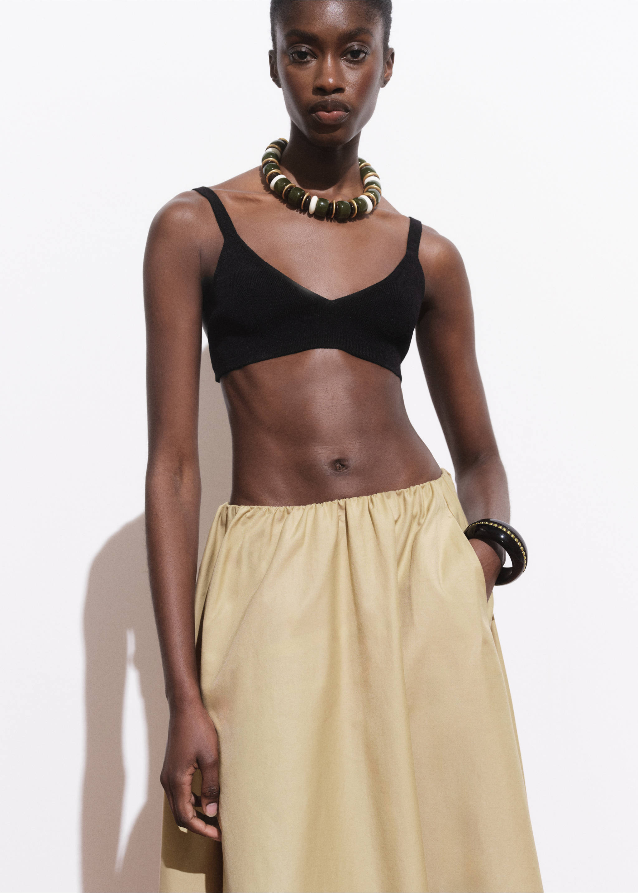 Jupe coton évasée - Détail de l'article 1, Beige. Ref: 17021275-00.