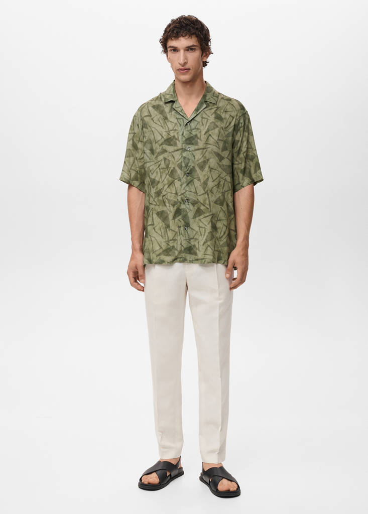 Printed bowling shirt — Dark Green