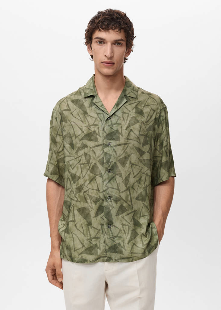 Printed bowling shirt — Dark Green