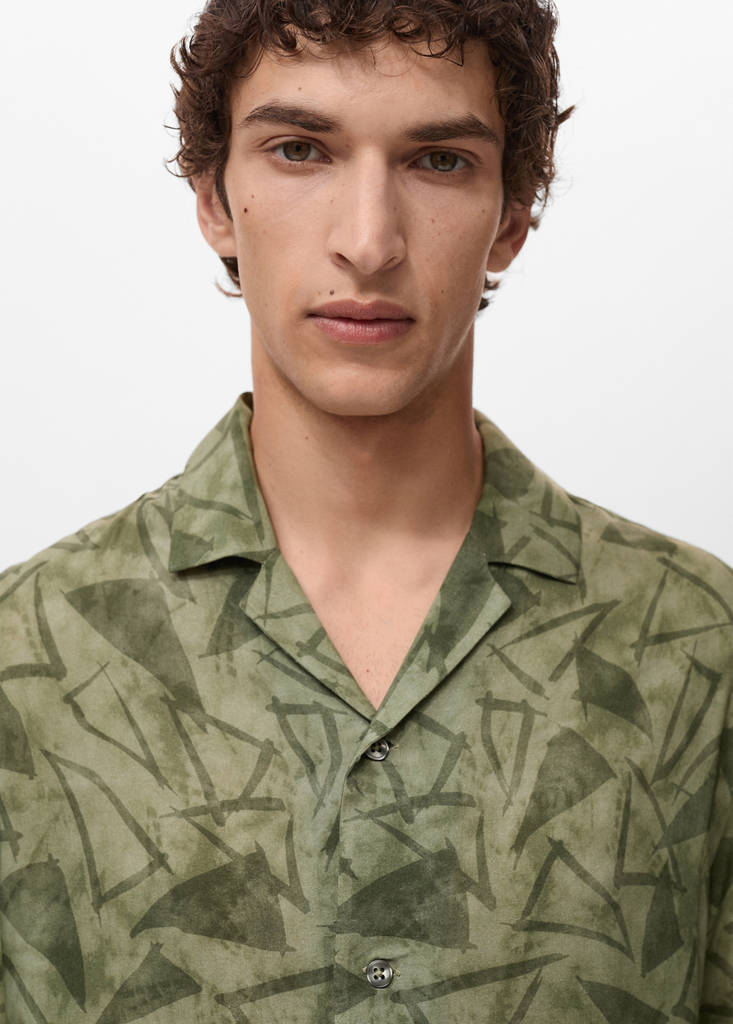 Printed bowling shirt — Dark Green