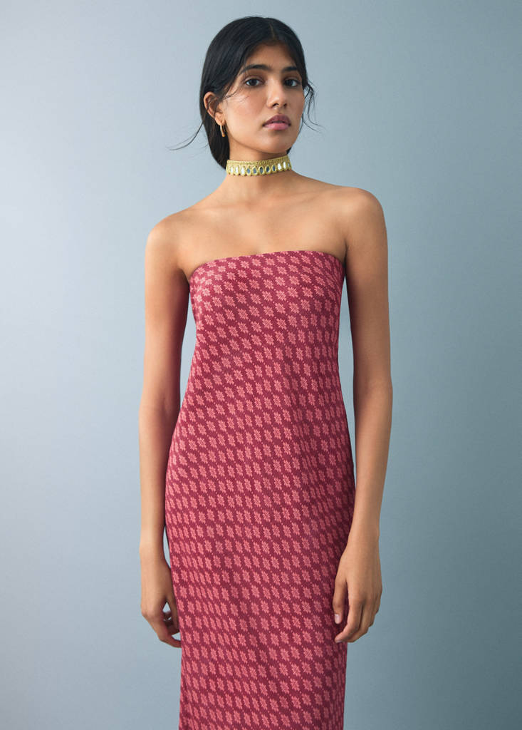 Flowy printed dress — Pastel Pink
