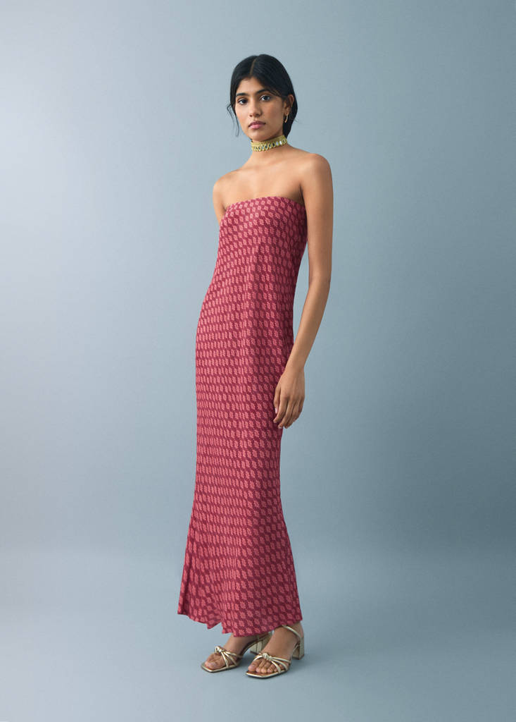 Flowy printed dress — Pastel Pink