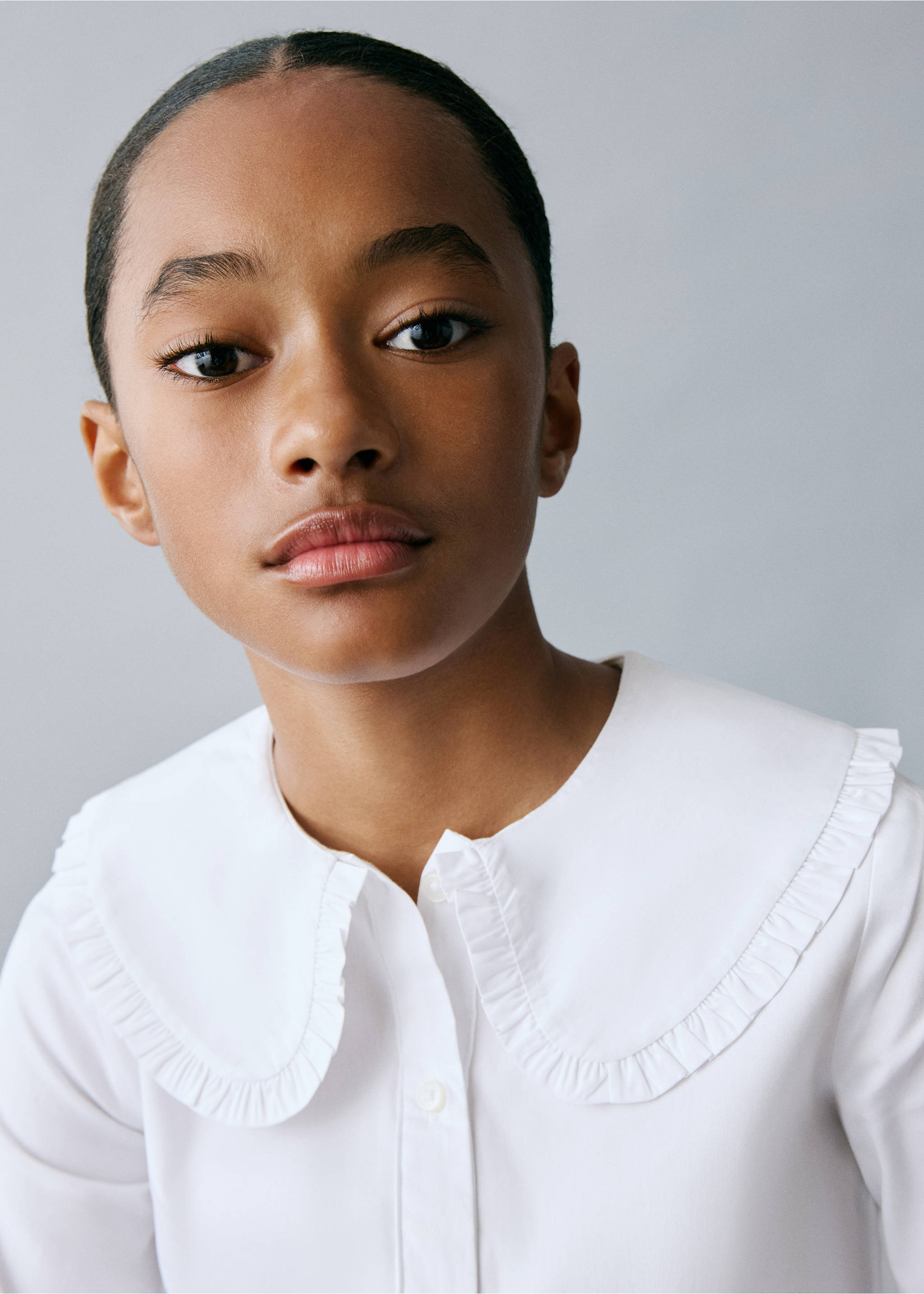 Double baby-collar shirt - Details of the article 1, White. Ref: 17021517-00.