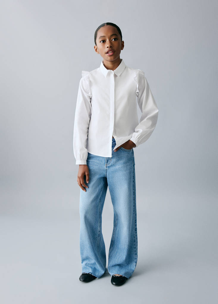 Shirt with ruffle detail — White